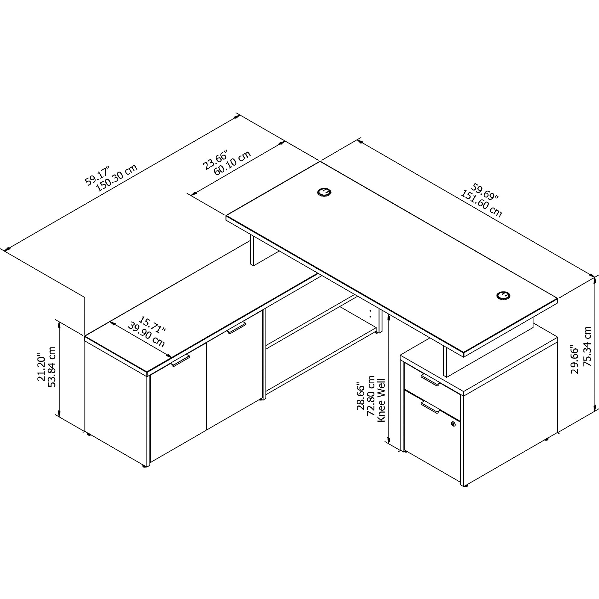 Home office furniture l shaped desk 2 drawers and cabinet dimensions 60W Home office furniture l shaped desk 2 drawers and cabinet dimensions 60W