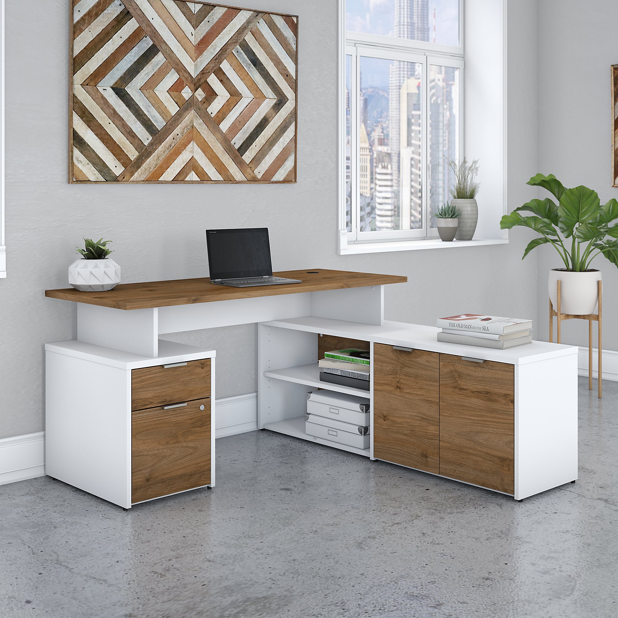 Home office furniture l shaped desk 2 drawers and cabinet environmental Home office furniture l shaped desk 2 drawers and cabinet environmental