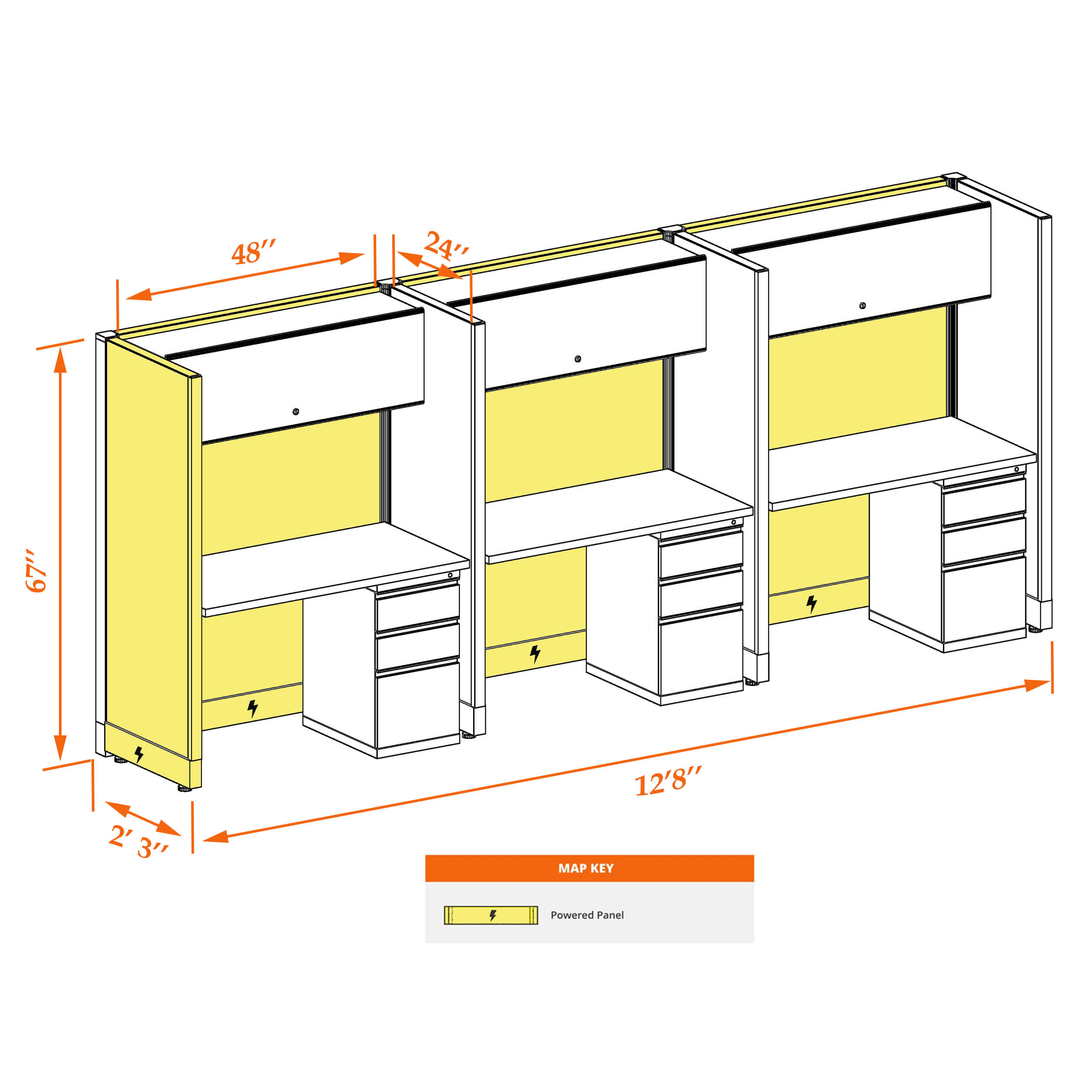 Hot desk CUB 3 67 P 24 WHT WH PSO Hot desk CUB 3 67 P 24 WHT WH PSO