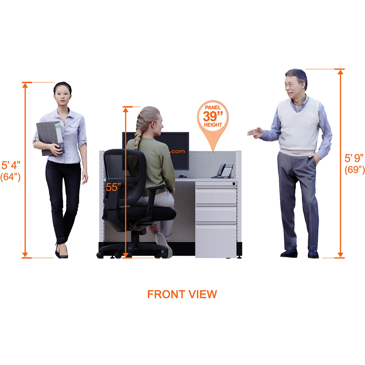 Small cubicles 39h front view heights Small cubicles 39h front view heights