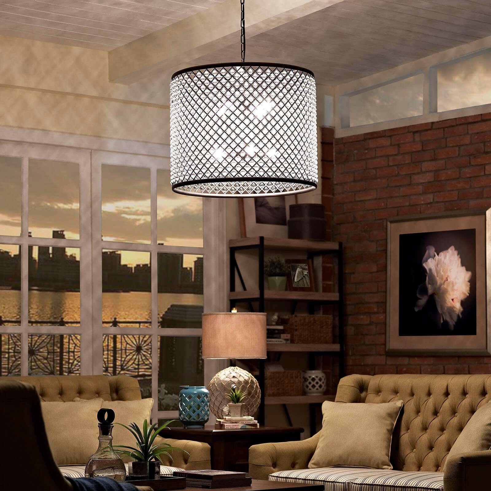 Industrial cage light environmental view Industrial cage light environmental view