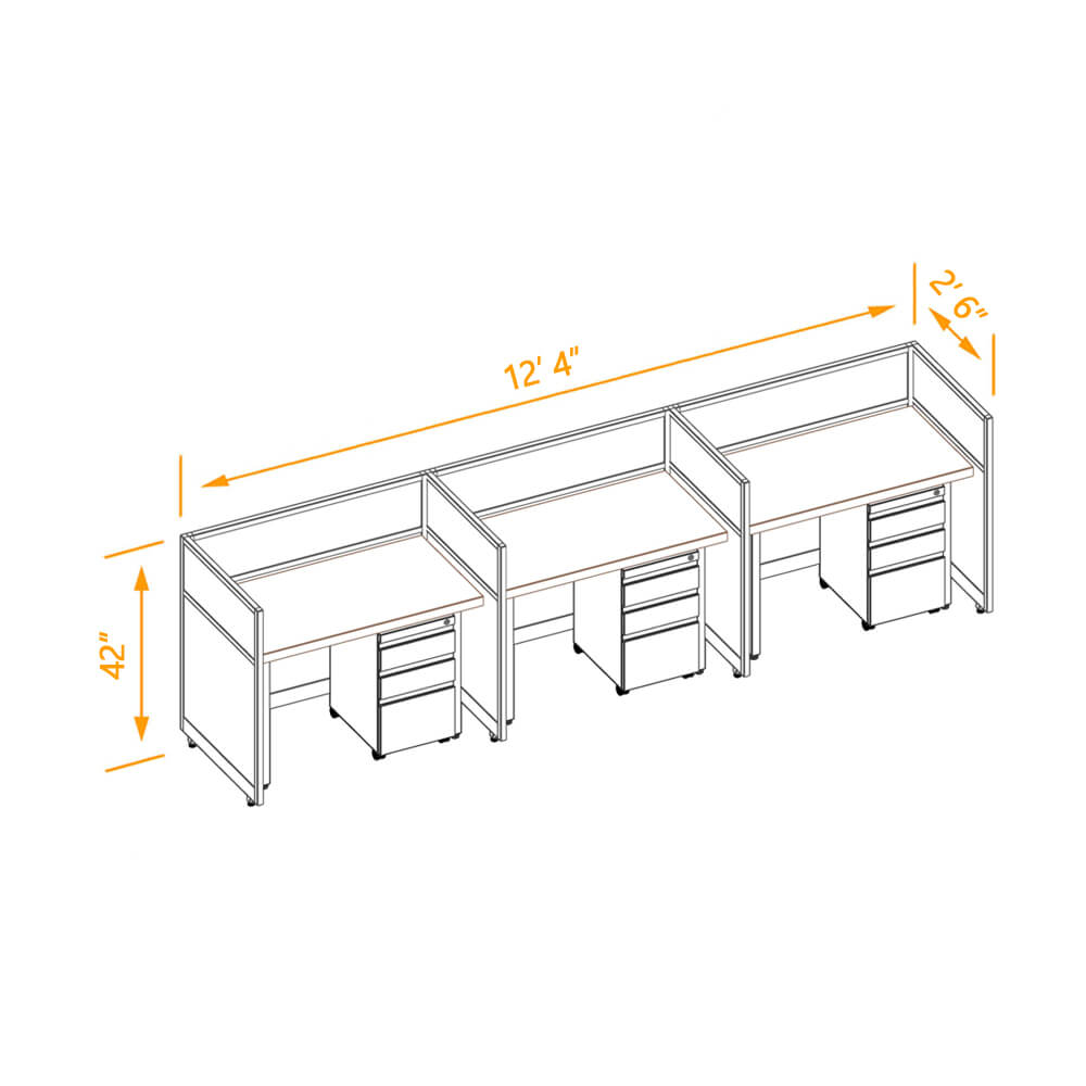 Cubicle workspaces 42h fixed non powered 3pack 24 Cubicle workspaces 42h fixed non powered 3pack 24