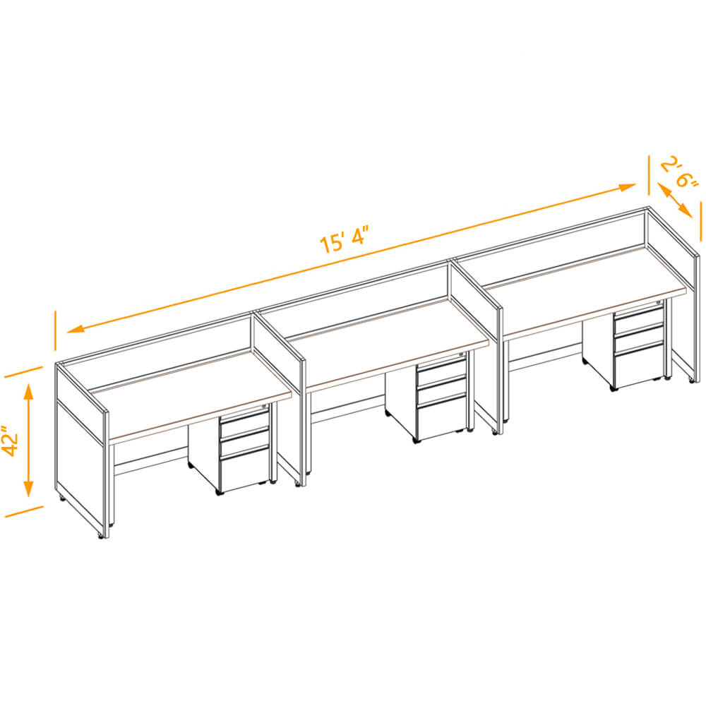 Cubicle workspaces 42h fixed non powered 3pack 25 Cubicle workspaces 42h fixed non powered 3pack 25