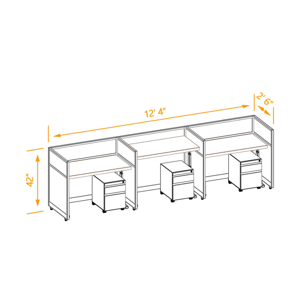 Cubicle workspaces 42h sit & stand non powered 3pack 2x4 Cubicle workspaces 42h sit & stand non powered 3pack 2x4