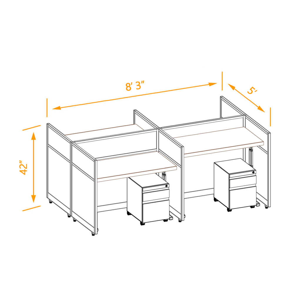 Cubicle workspaces 42h sit & stand non powered 4pack 2x4 Cubicle workspaces 42h sit & stand non powered 4pack 2x4