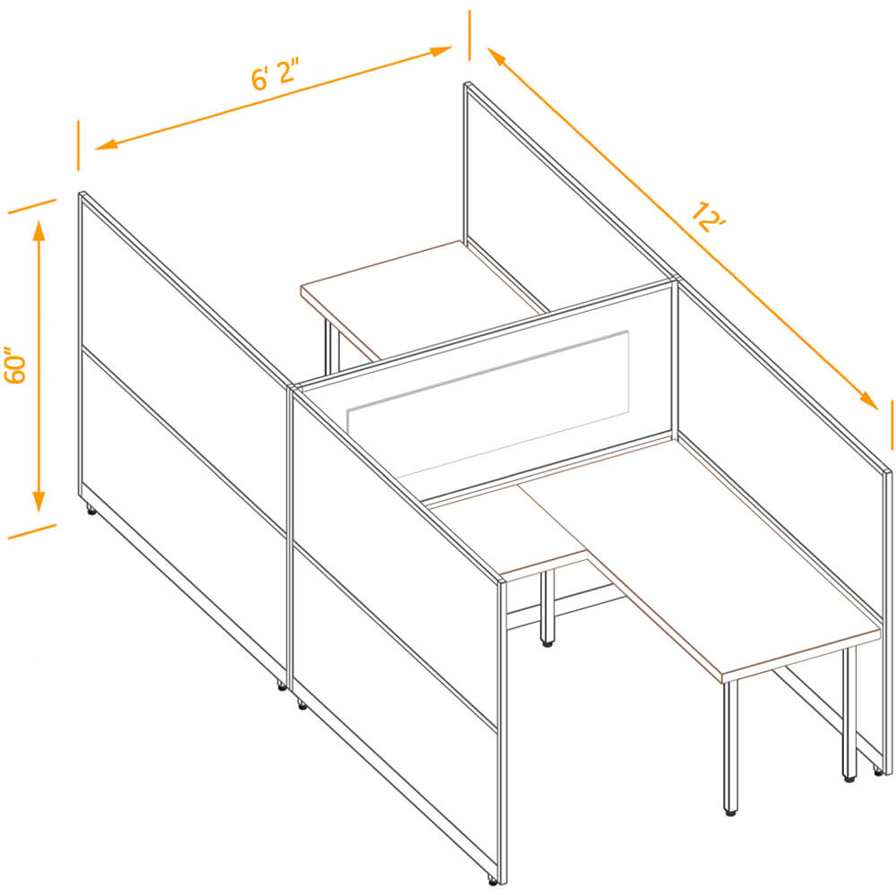L shaped desk cubicle 2pack 60h L shaped desk cubicle 2pack 60h