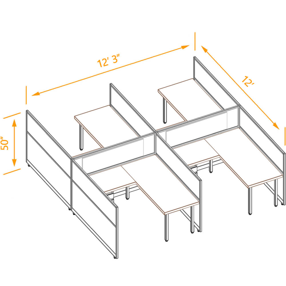 L shaped desk cubicle 4pack 50h L shaped desk cubicle 4pack 50h