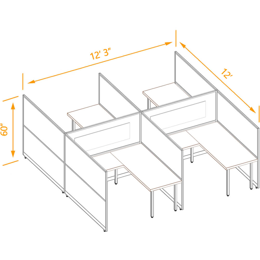 L shaped desk cubicle 4pack 60h L shaped desk cubicle 4pack 60h