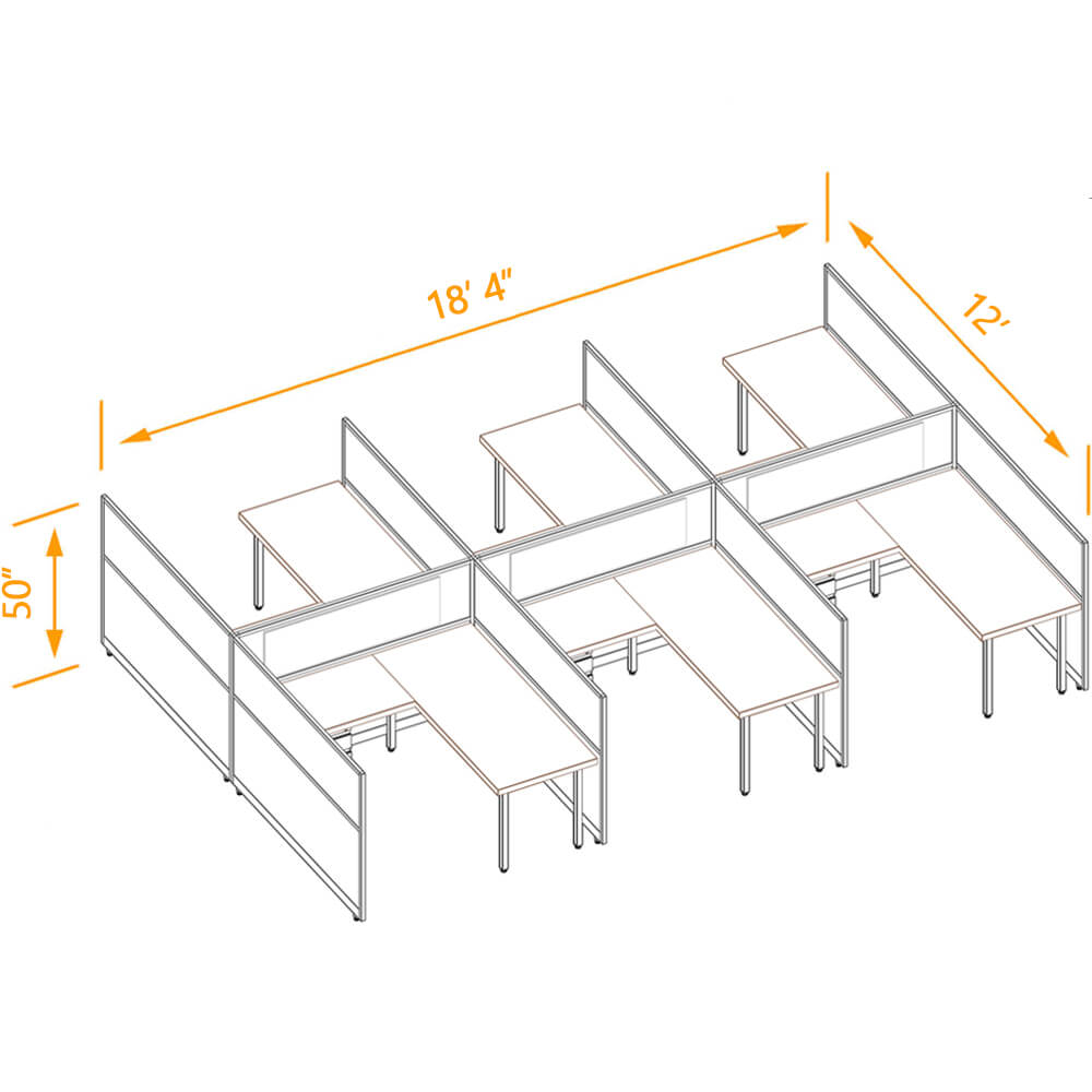 L shaped desk cubicle 6pack 50h L shaped desk cubicle 6pack 50h