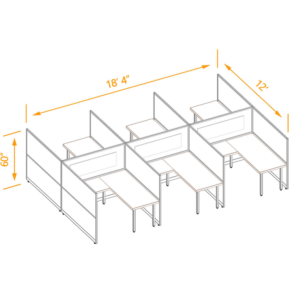 L shaped desk cubicle 6pack 60h L shaped desk cubicle 6pack 60h