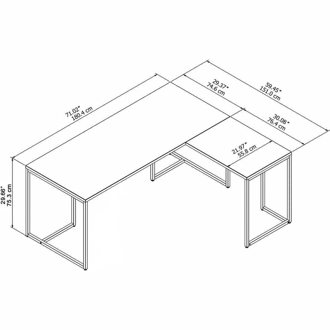 Harmony 70 inch l shaped desk 71w x 60d dimensions Harmony 70 inch l shaped desk 71w x 60d dimensions