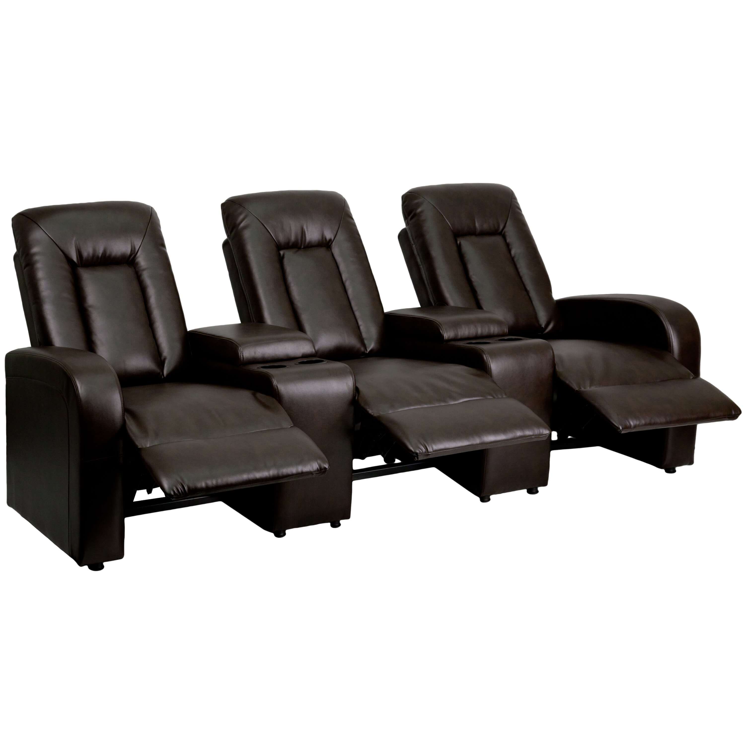 Leather home theater seating reclined view Leather home theater seating reclined view