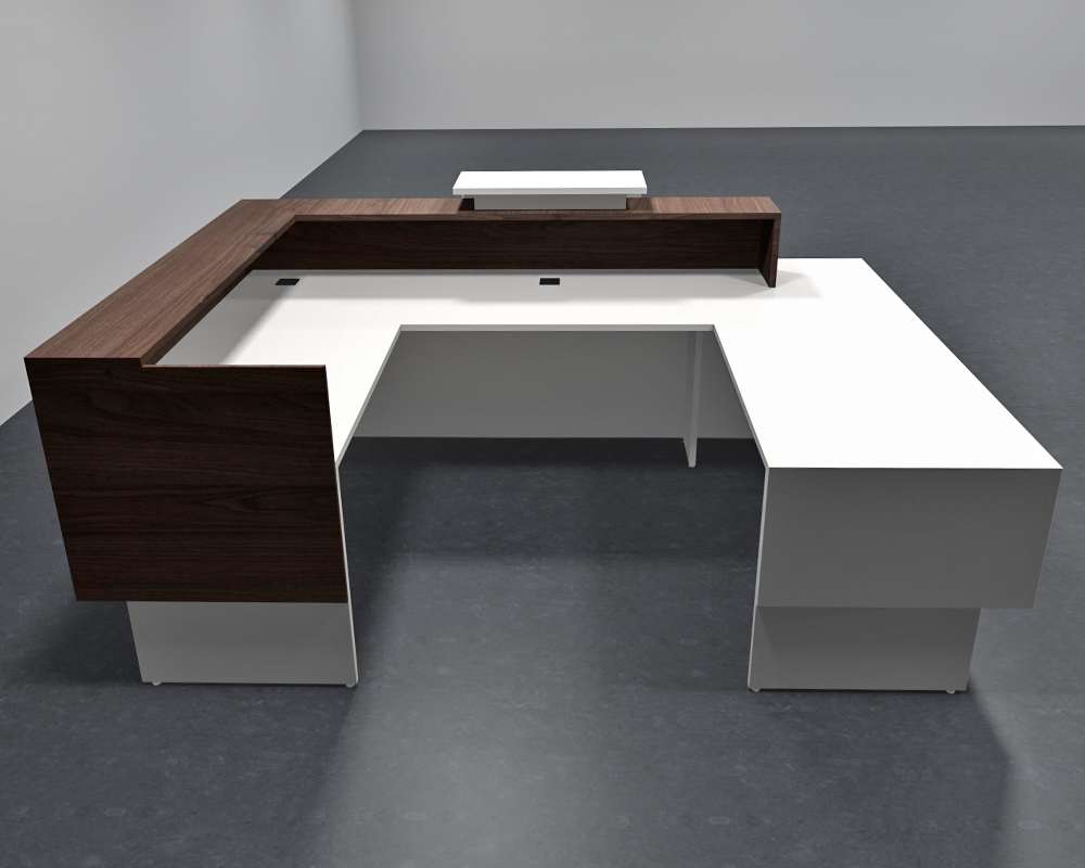 Modern office reception desk back view Modern office reception desk back view