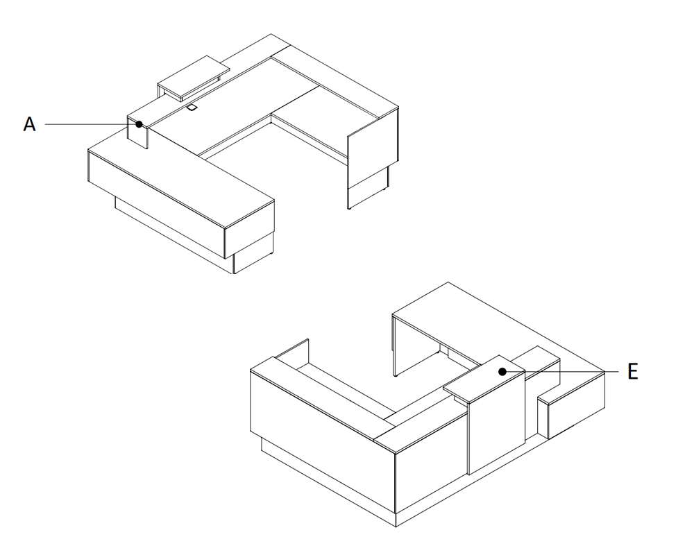 Modern office reception desk schematics Modern office reception desk schematics