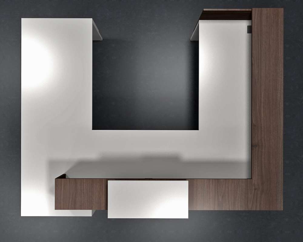 Modern office reception desk top view Modern office reception desk top view