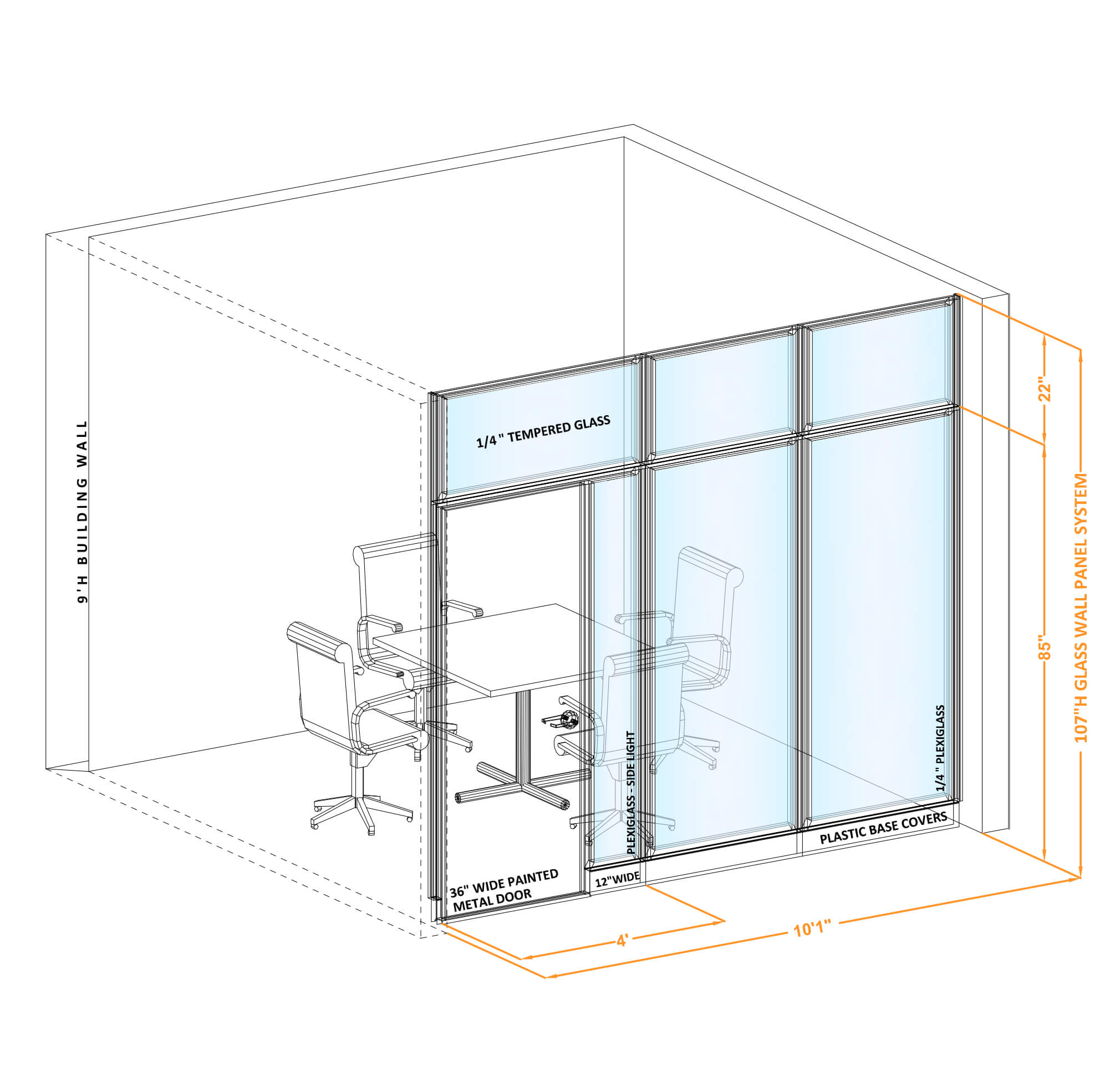 Modular glass office walls GWCR I 100x1070 Modular glass office walls GWCR I 100x1070