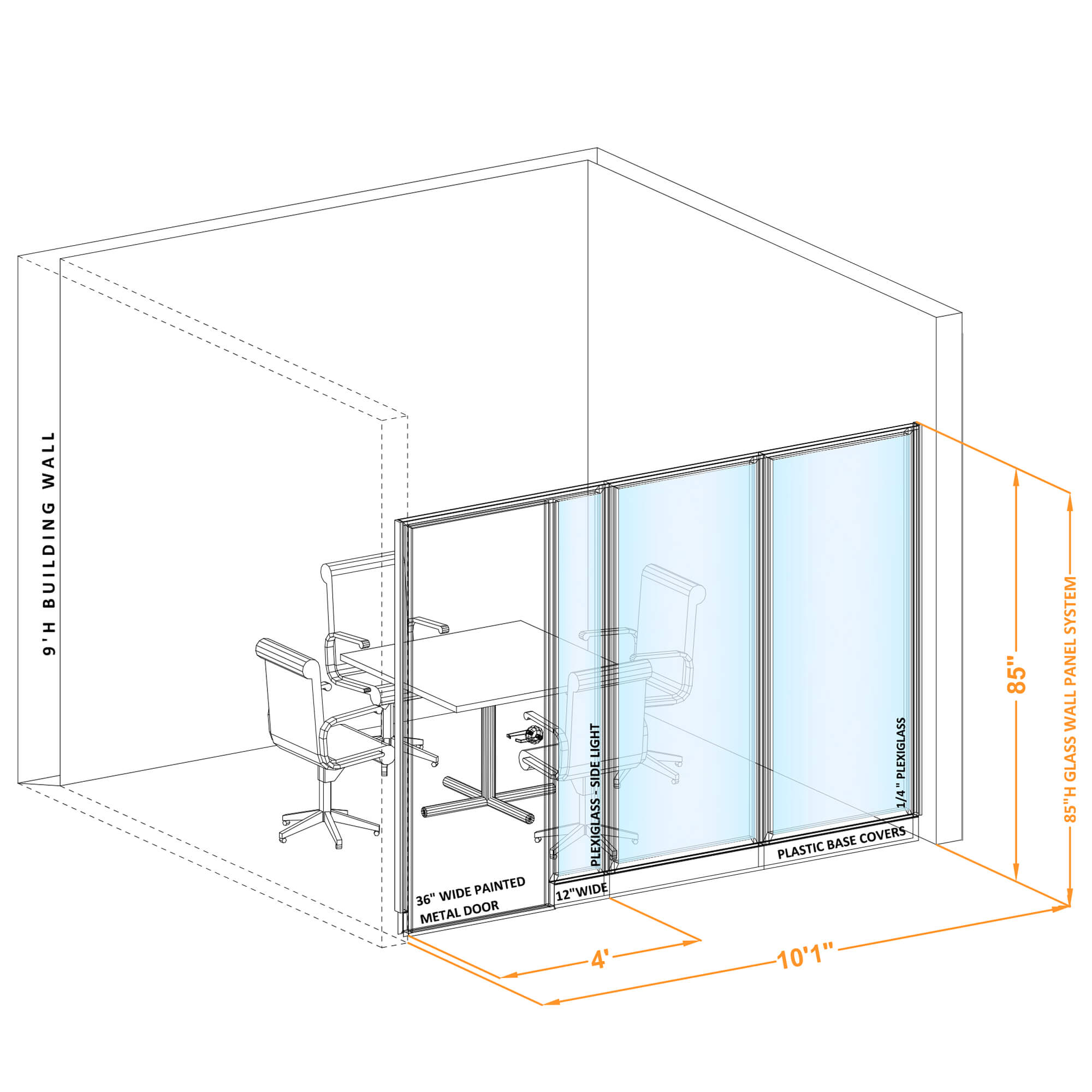 Modular glass office walls GWCR I 100x850 Modular glass office walls GWCR I 100x850