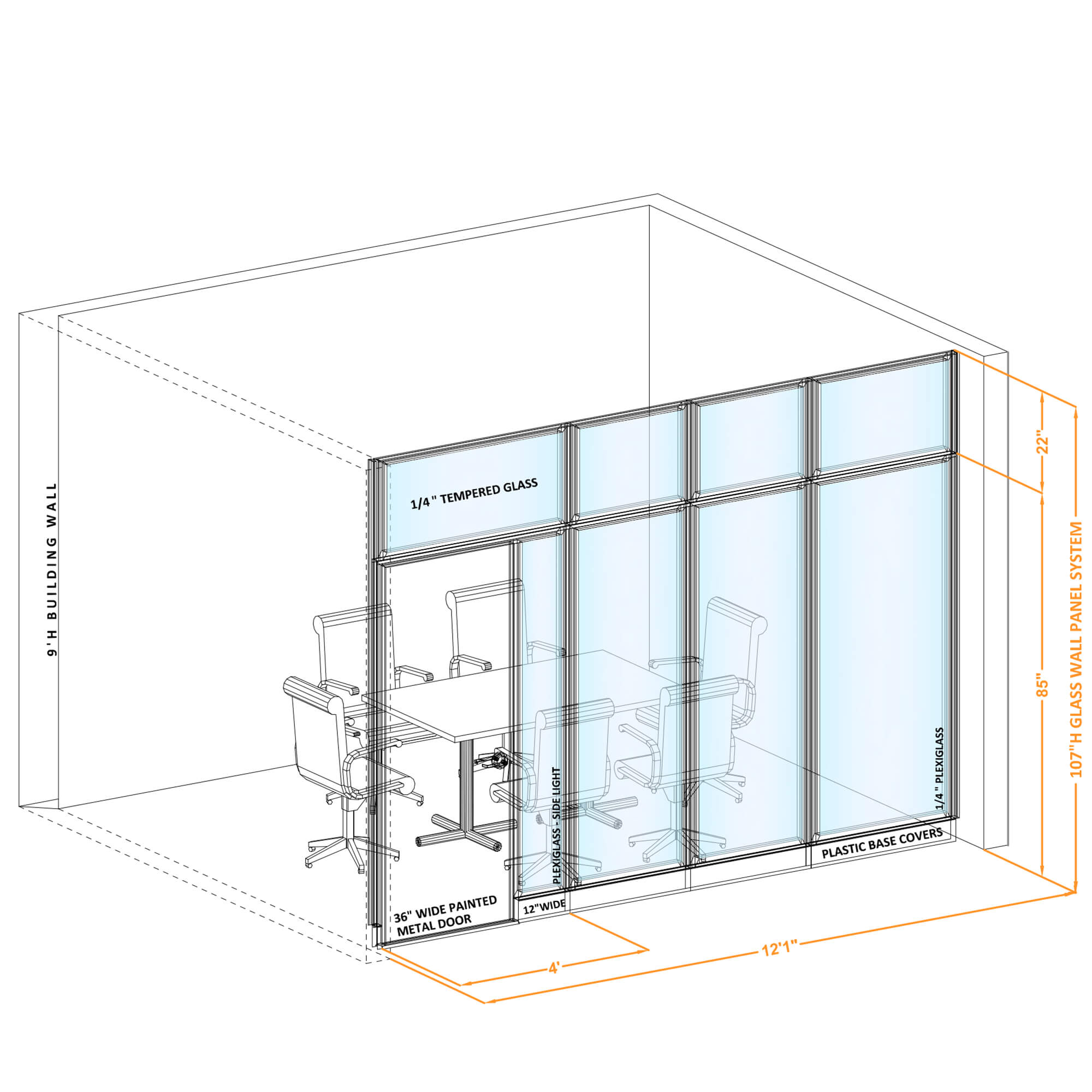 Modular glass office walls GWCR I 120x1070 Modular glass office walls GWCR I 120x1070