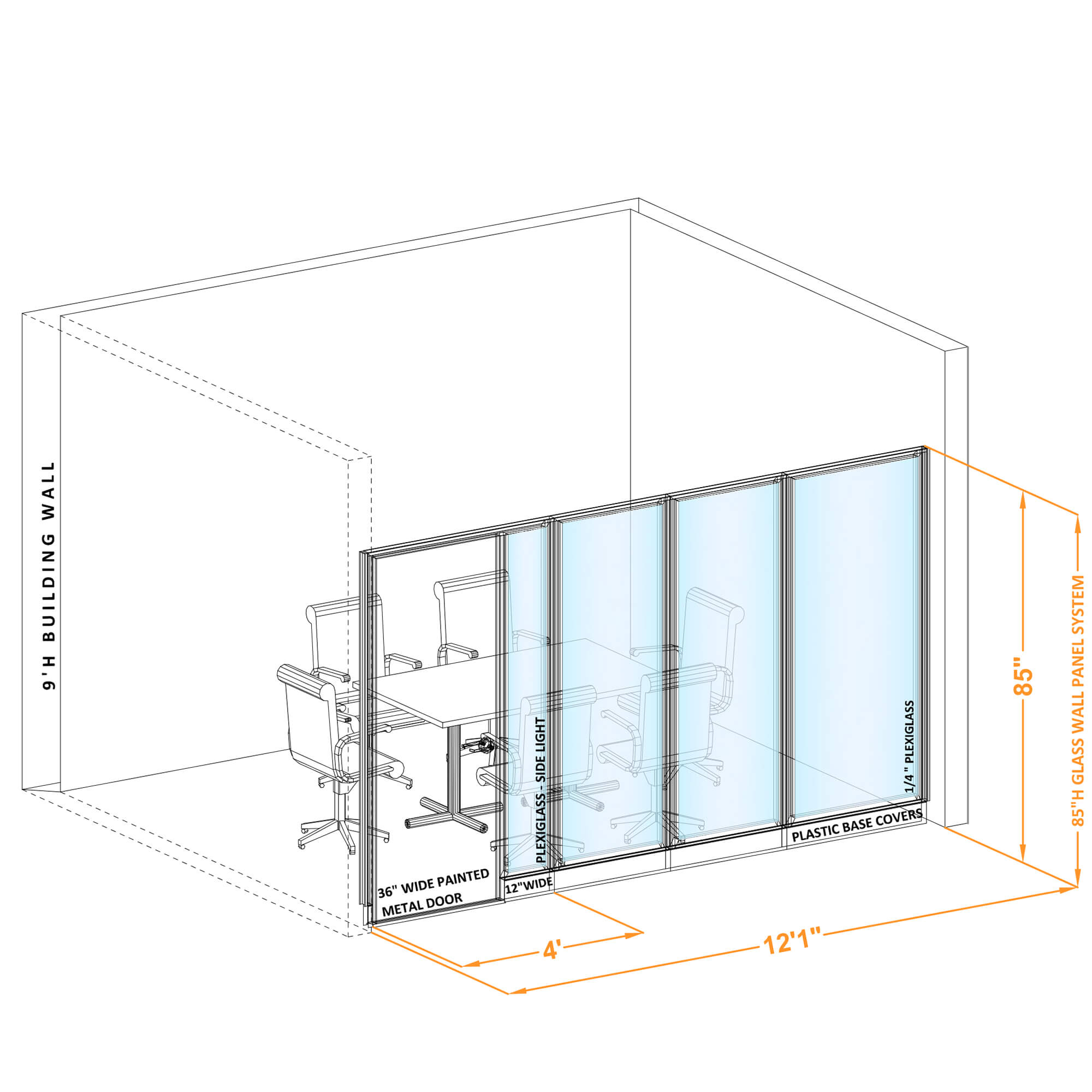 Modular glass office walls GWCR I 120x850 Modular glass office walls GWCR I 120x850