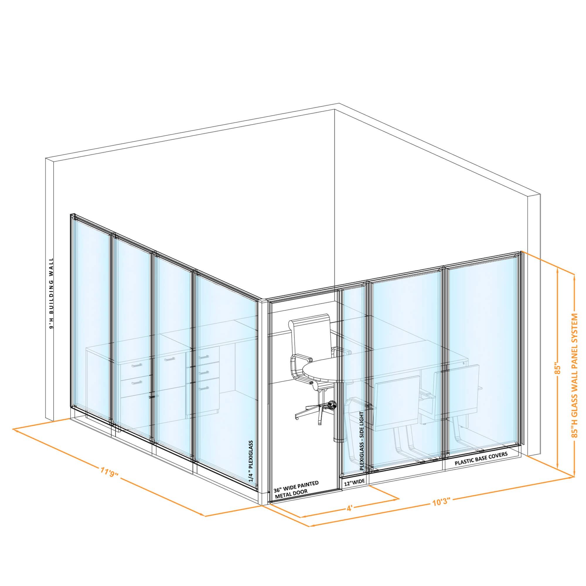 Modular glass office walls GWO L 100x116x850 1 Modular glass office walls GWO L 100x116x850 1