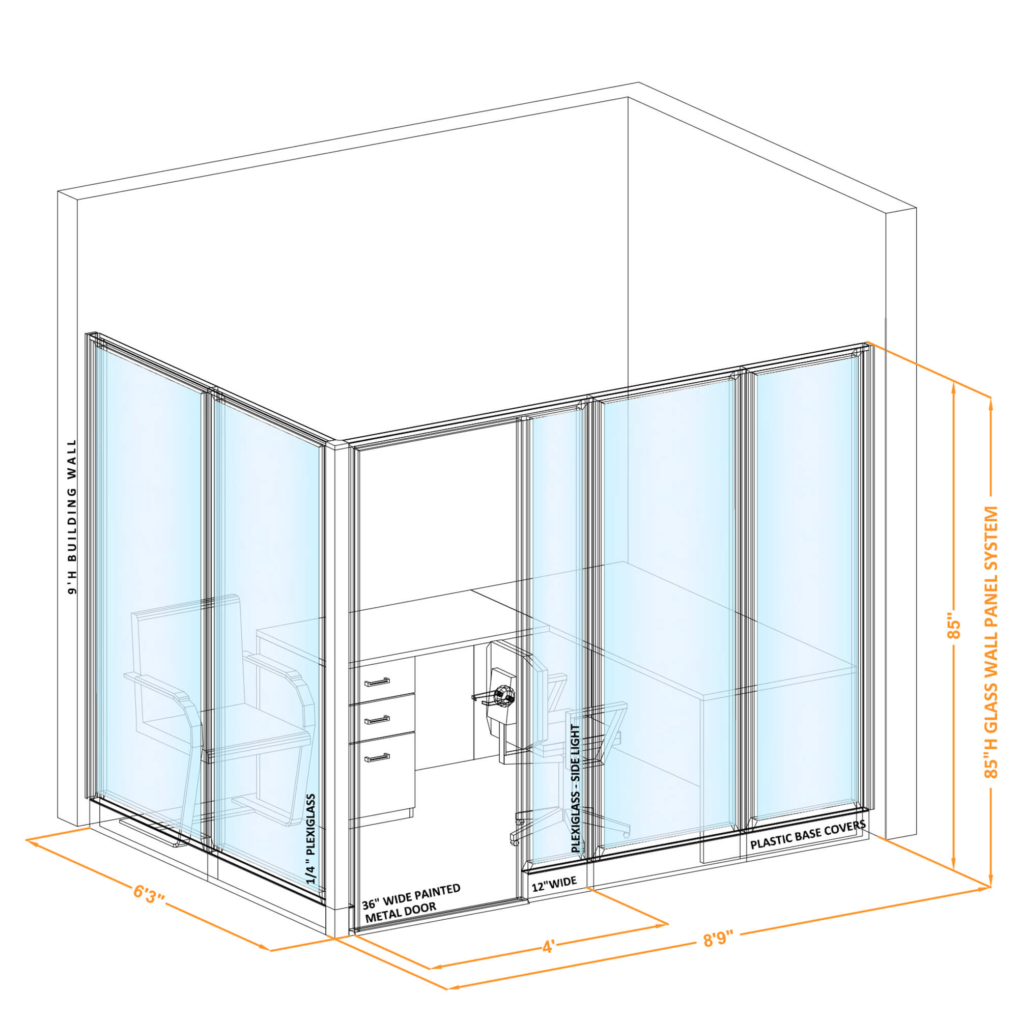 Modular glass office walls GWO L 86x60x850 1 Modular glass office walls GWO L 86x60x850 1
