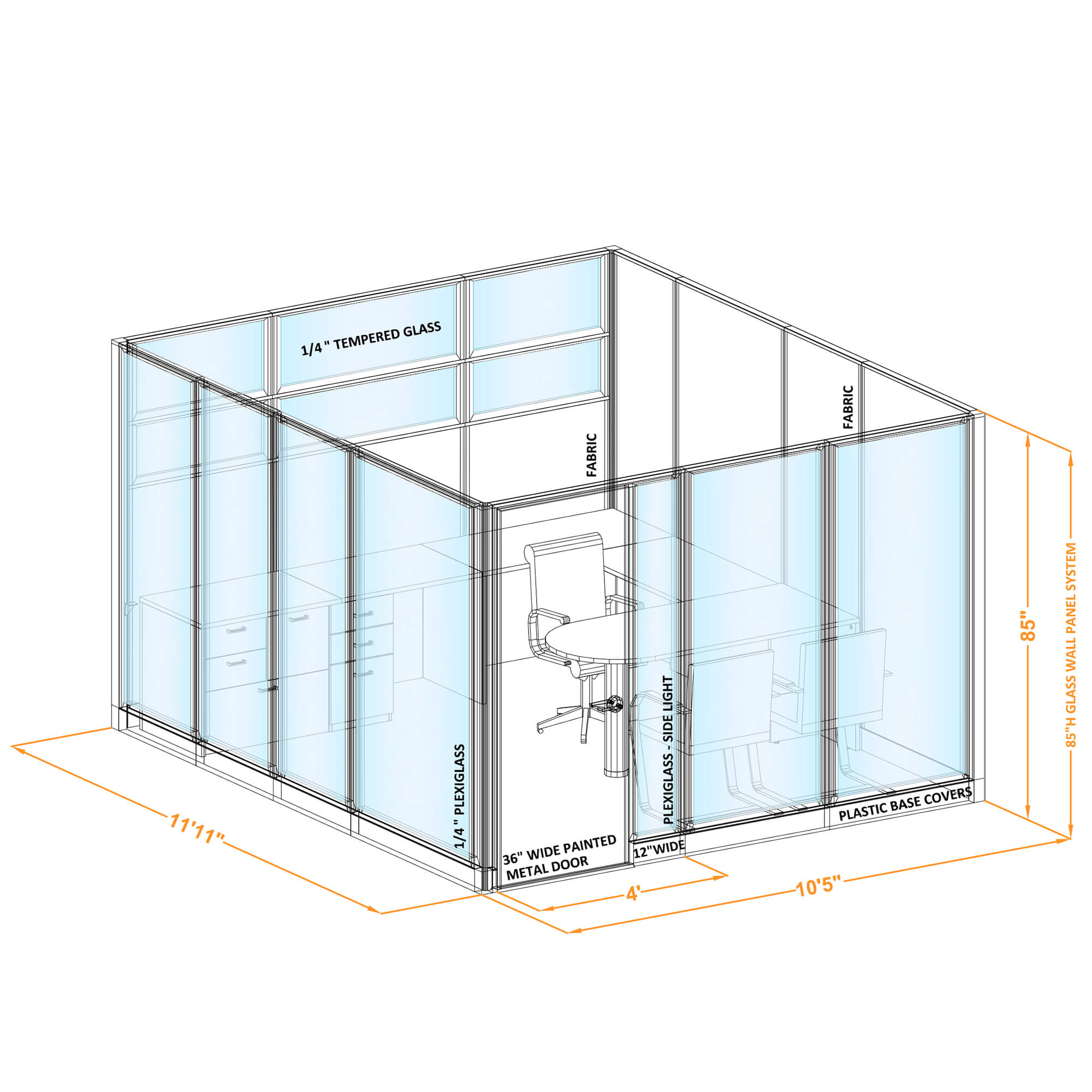 Modular glass office walls GWO O 100x116x850 Modular glass office walls GWO O 100x116x850