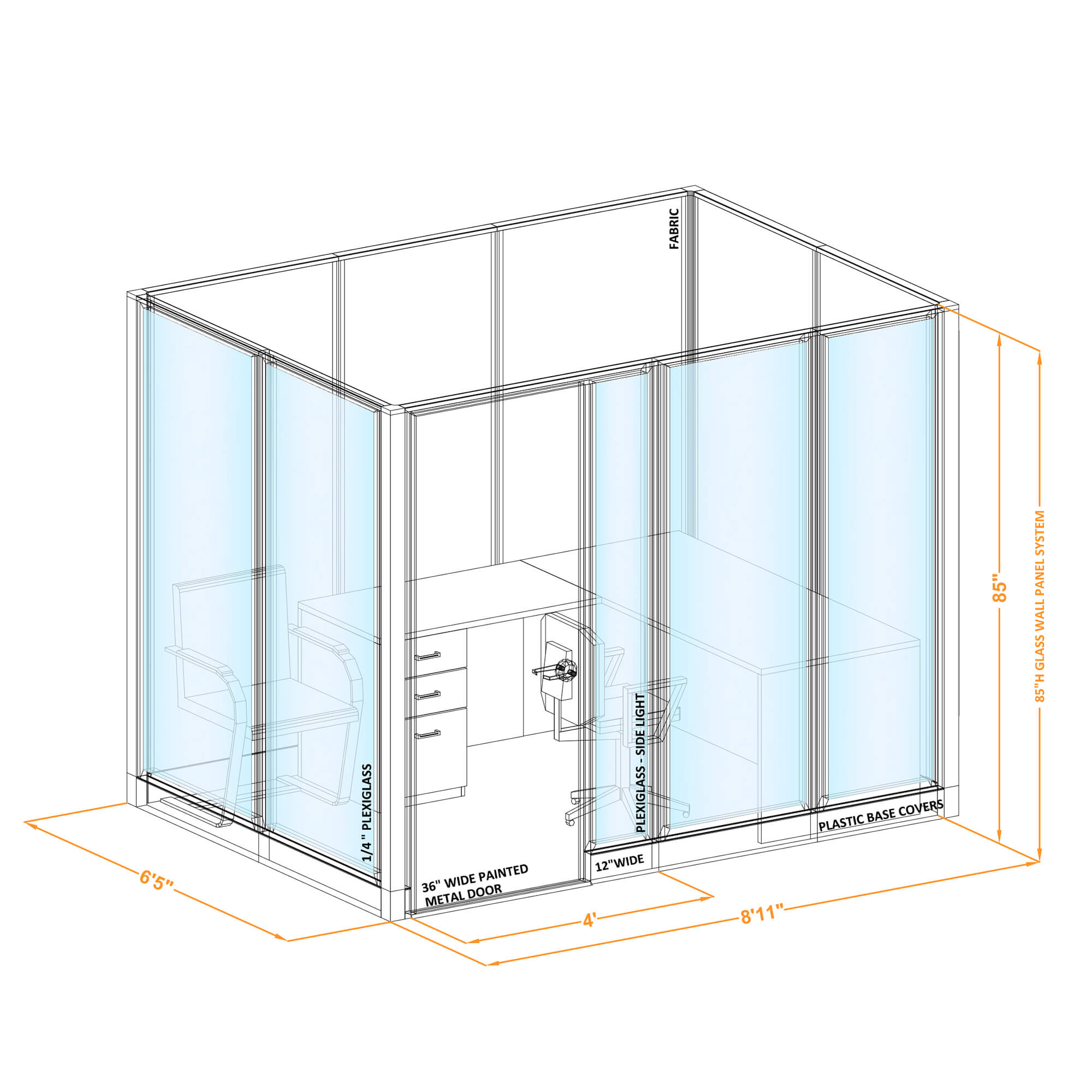 Modular glass office walls GWO O 86x60x850 Modular glass office walls GWO O 86x60x850
