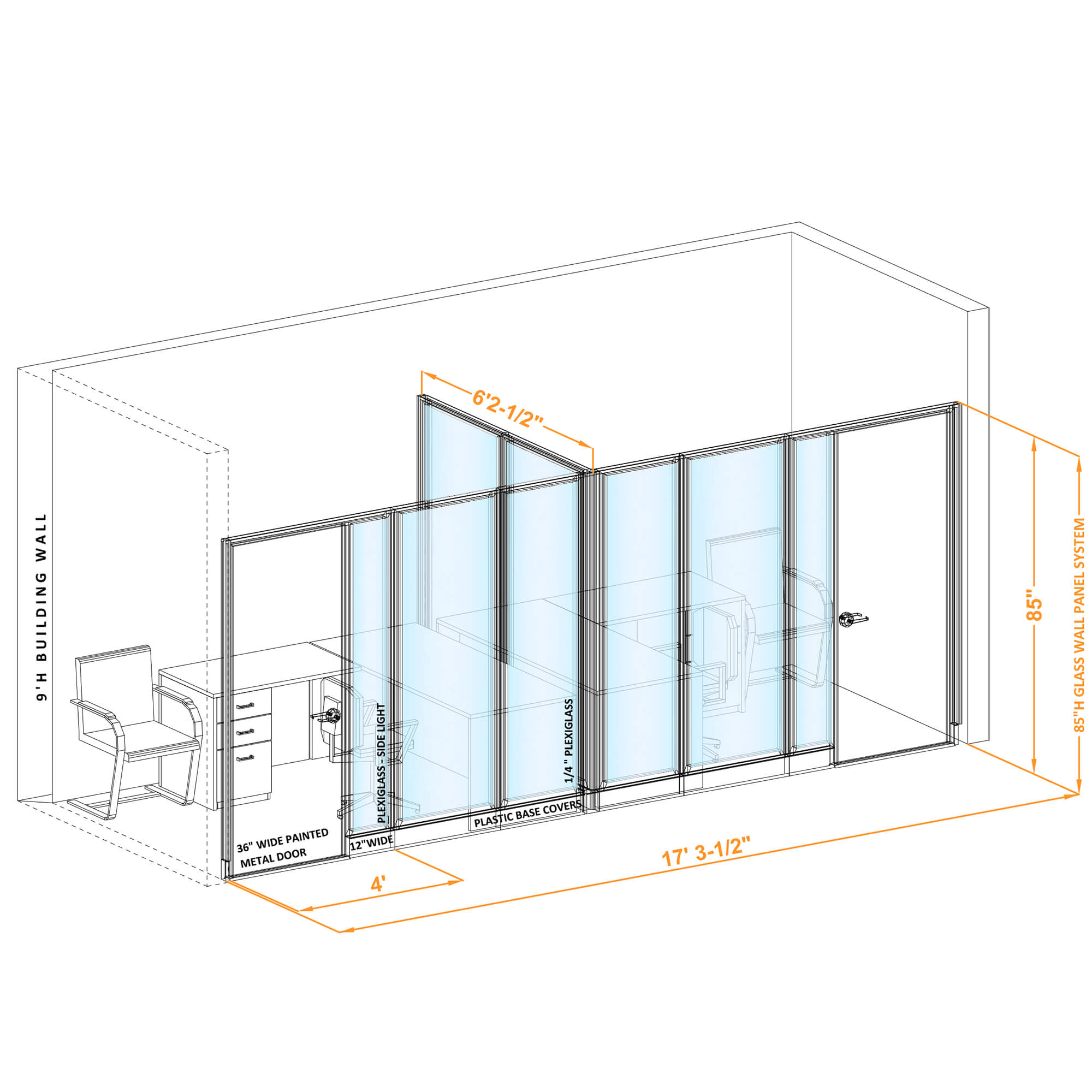 Modular glass office walls T 86x60x850 Modular glass office walls T 86x60x850