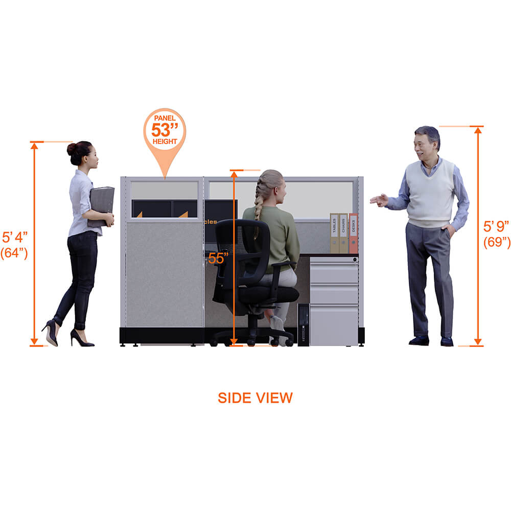 Glass office cubicles 53h single side view height Glass office cubicles 53h single side view height