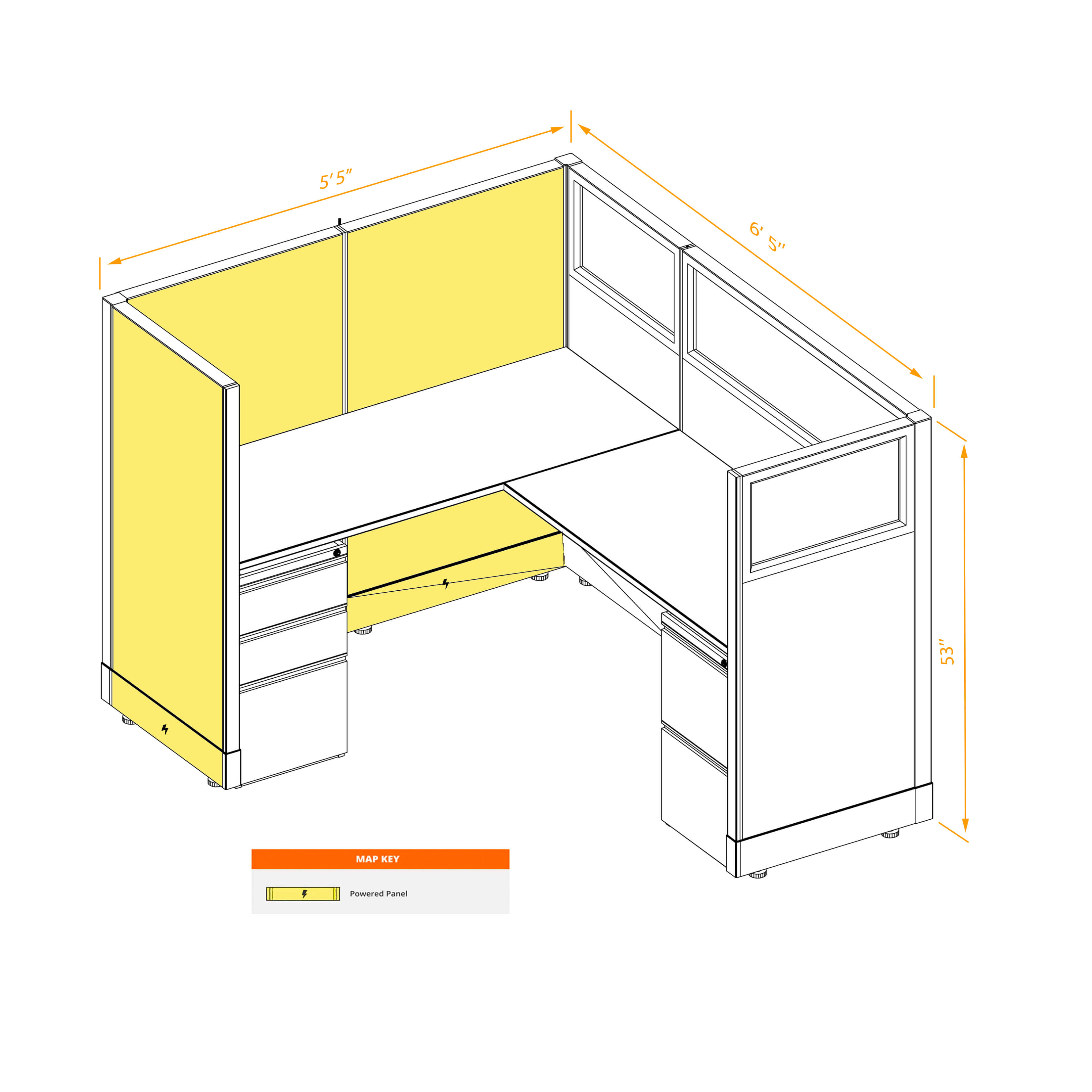Modular furniture 53h with partial glass panels powered CUB 1 53 P 56 PGL ESP WH PSO2 Modular furniture 53h with partial glass panels powered CUB 1 53 P 56 PGL ESP WH PSO2