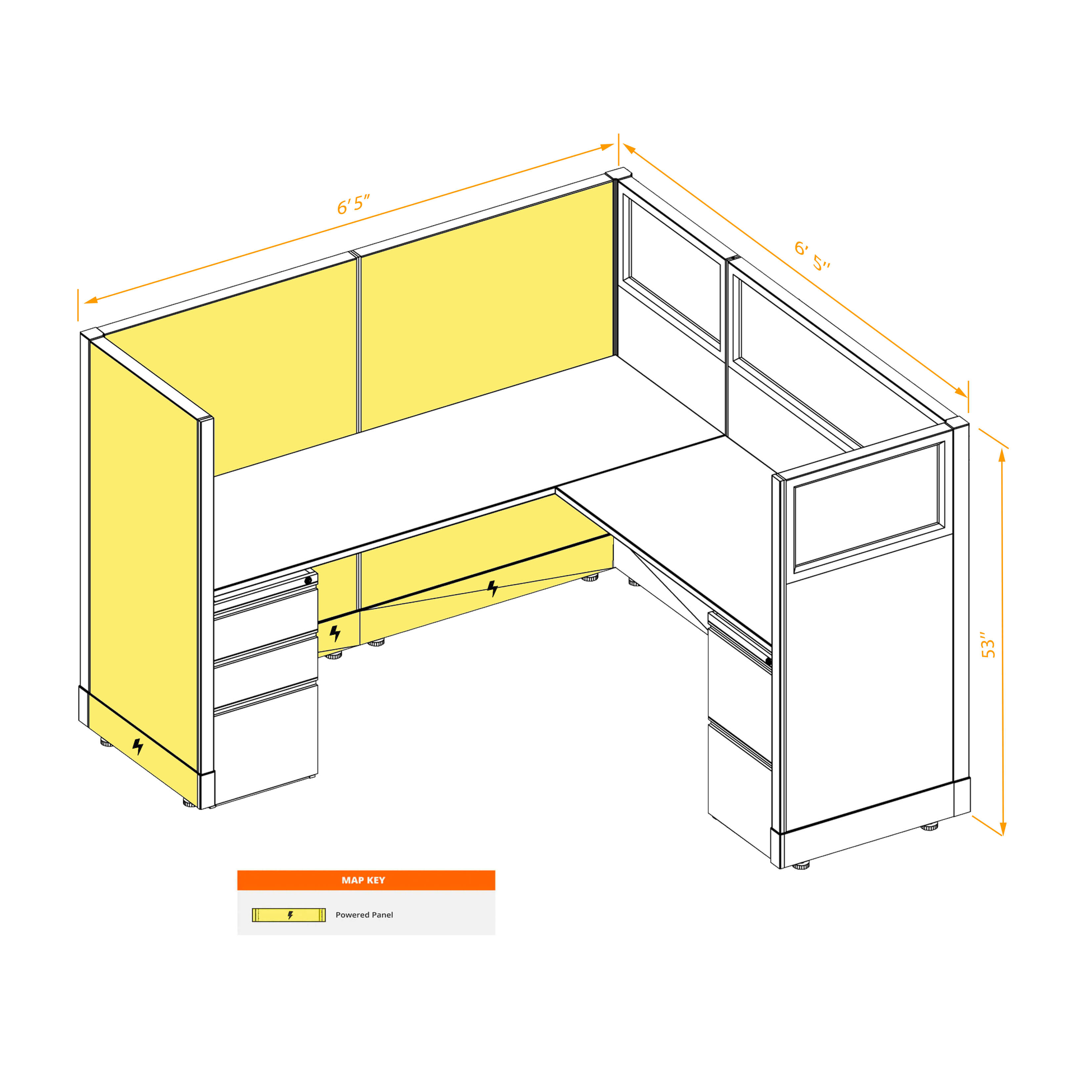 Modular furniture 53h with partial glass panels powered CUB 1 53 P 66 PGL ESP WH PSO2 Modular furniture 53h with partial glass panels powered CUB 1 53 P 66 PGL ESP WH PSO2