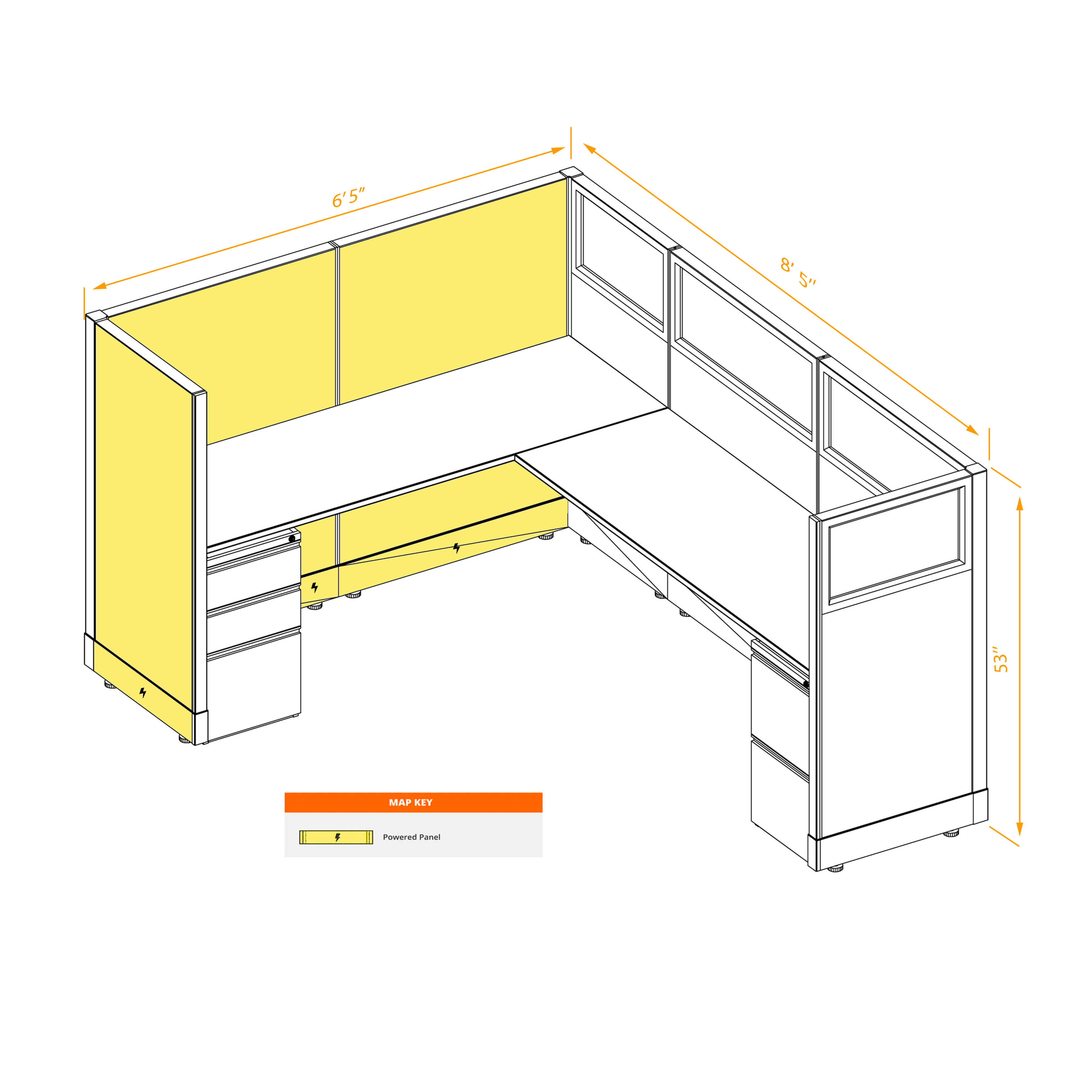 Modular furniture 53h with partial glass panels powered CUB 1 53 P 68 PGL ESP WH PSO2 Modular furniture 53h with partial glass panels powered CUB 1 53 P 68 PGL ESP WH PSO2