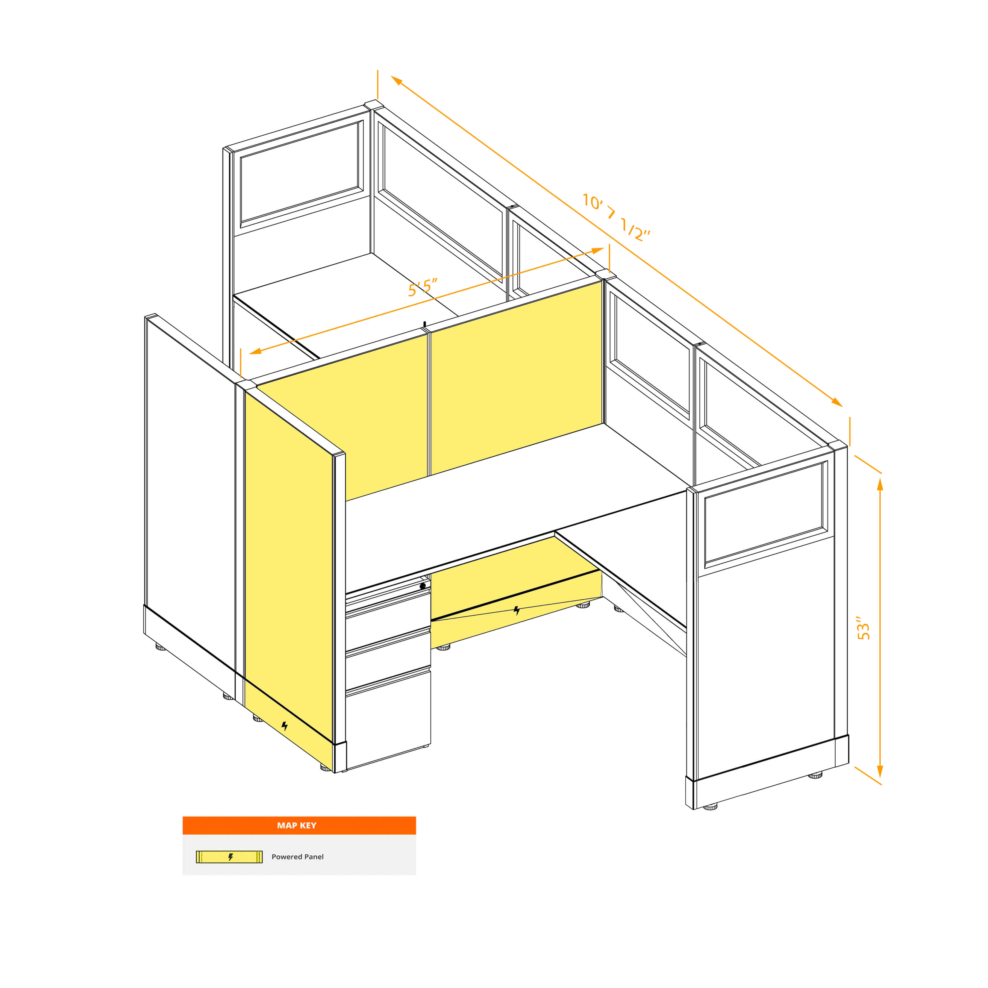 Modular furniture 53h with partial glass panels powered CUB 2C 53 P 55 PGL ESP WH PSO2 Modular furniture 53h with partial glass panels powered CUB 2C 53 P 55 PGL ESP WH PSO2