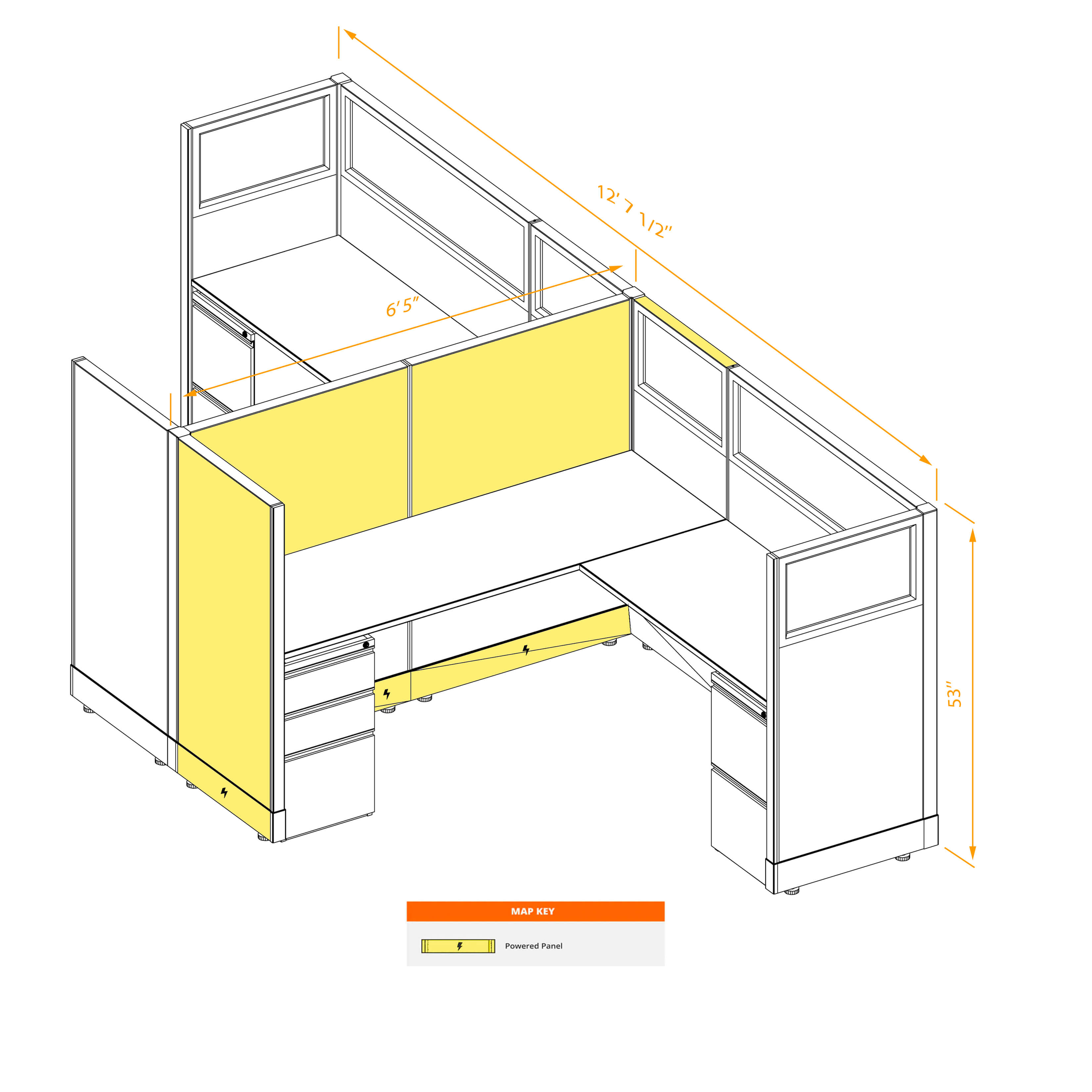 Modular furniture 53h with partial glass panels powered CUB 2C 53 P 66 PGL ESP WH PSO2 Modular furniture 53h with partial glass panels powered CUB 2C 53 P 66 PGL ESP WH PSO2