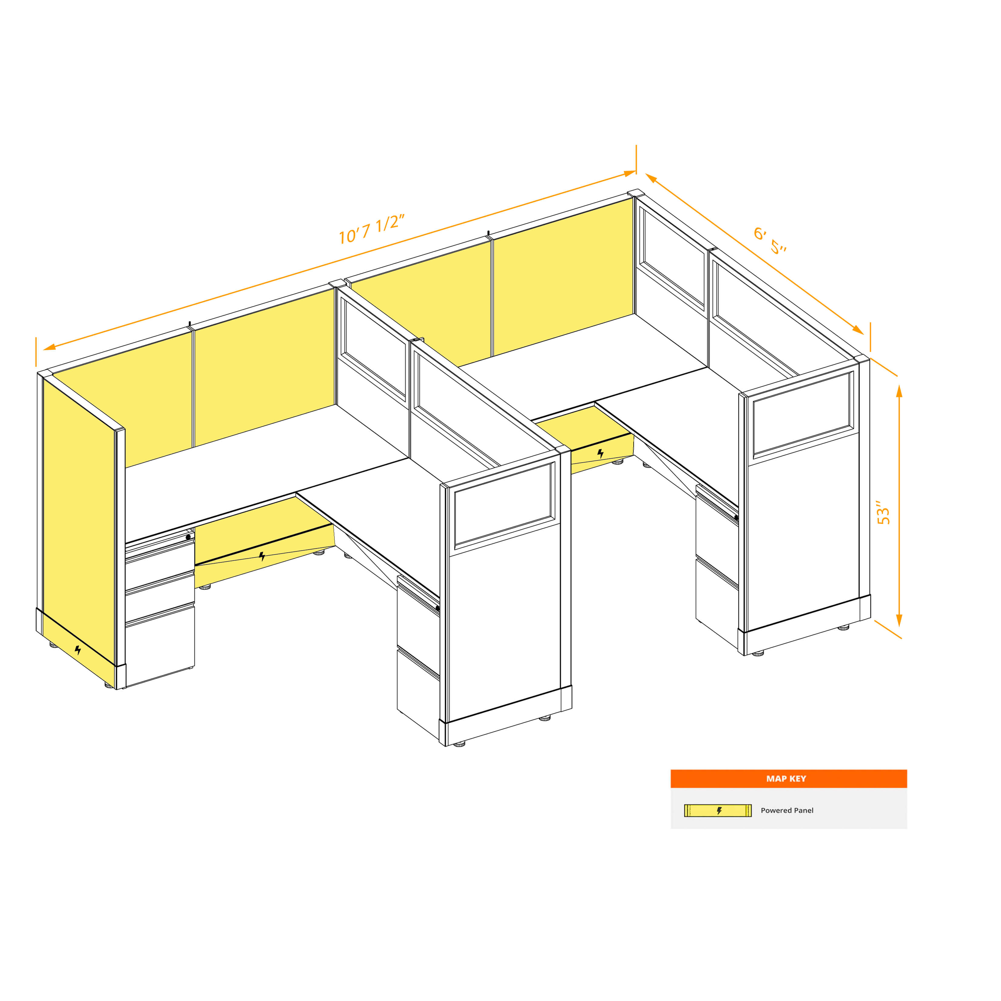 Modular furniture 53h with partial glass panels powered CUB 2I 53 P 56 PGL ESP WH PSO2 Modular furniture 53h with partial glass panels powered CUB 2I 53 P 56 PGL ESP WH PSO2