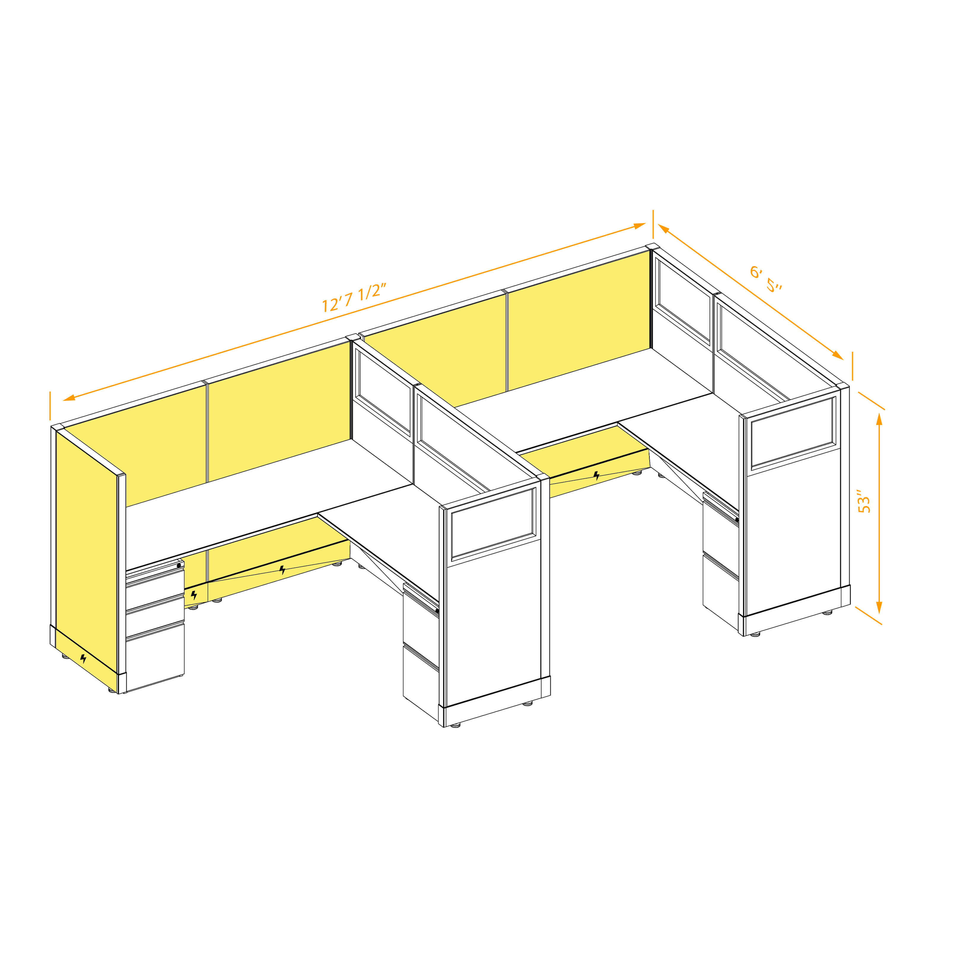 Modular furniture 53h with partial glass panels powered CUB 2I 53 P 66 PGL ESP WH PSO2 Modular furniture 53h with partial glass panels powered CUB 2I 53 P 66 PGL ESP WH PSO2