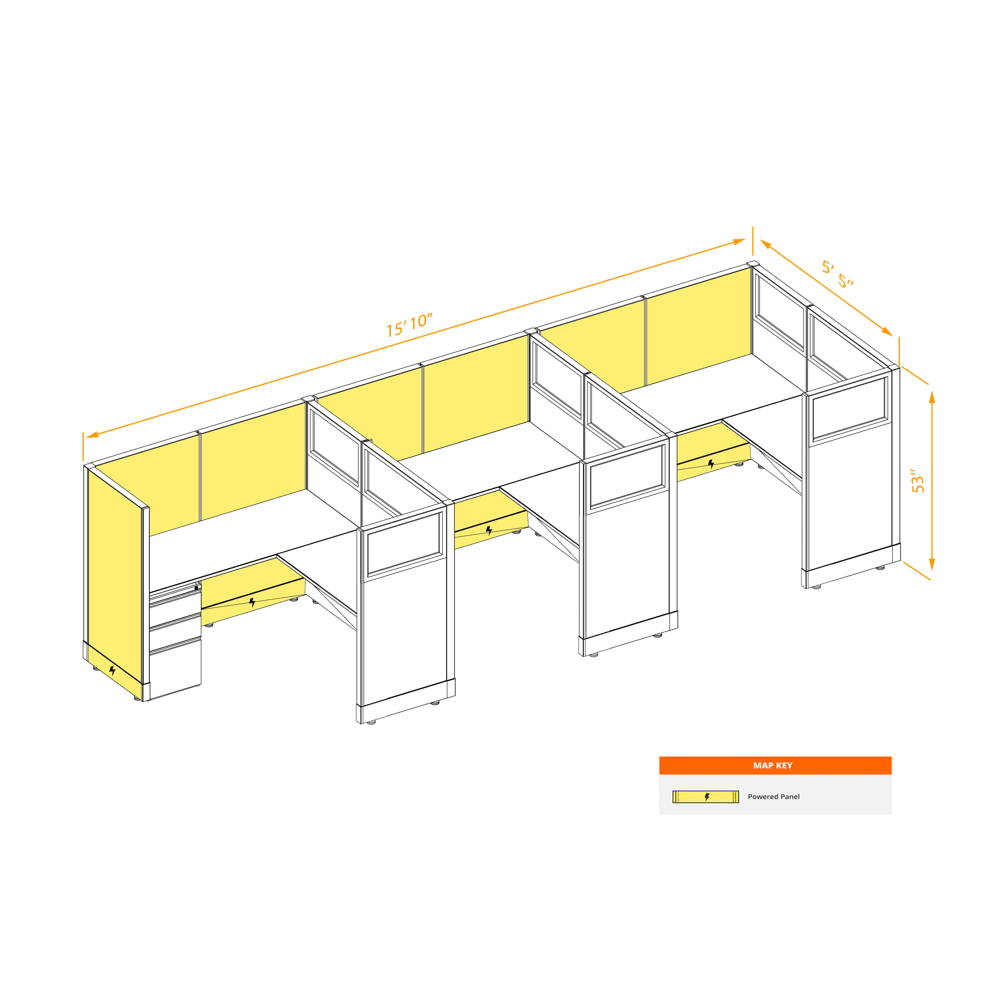Modular furniture 53h with partial glass panels powered CUB 3I 53 P 55 PGL ESP WH PSO2 Modular furniture 53h with partial glass panels powered CUB 3I 53 P 55 PGL ESP WH PSO2