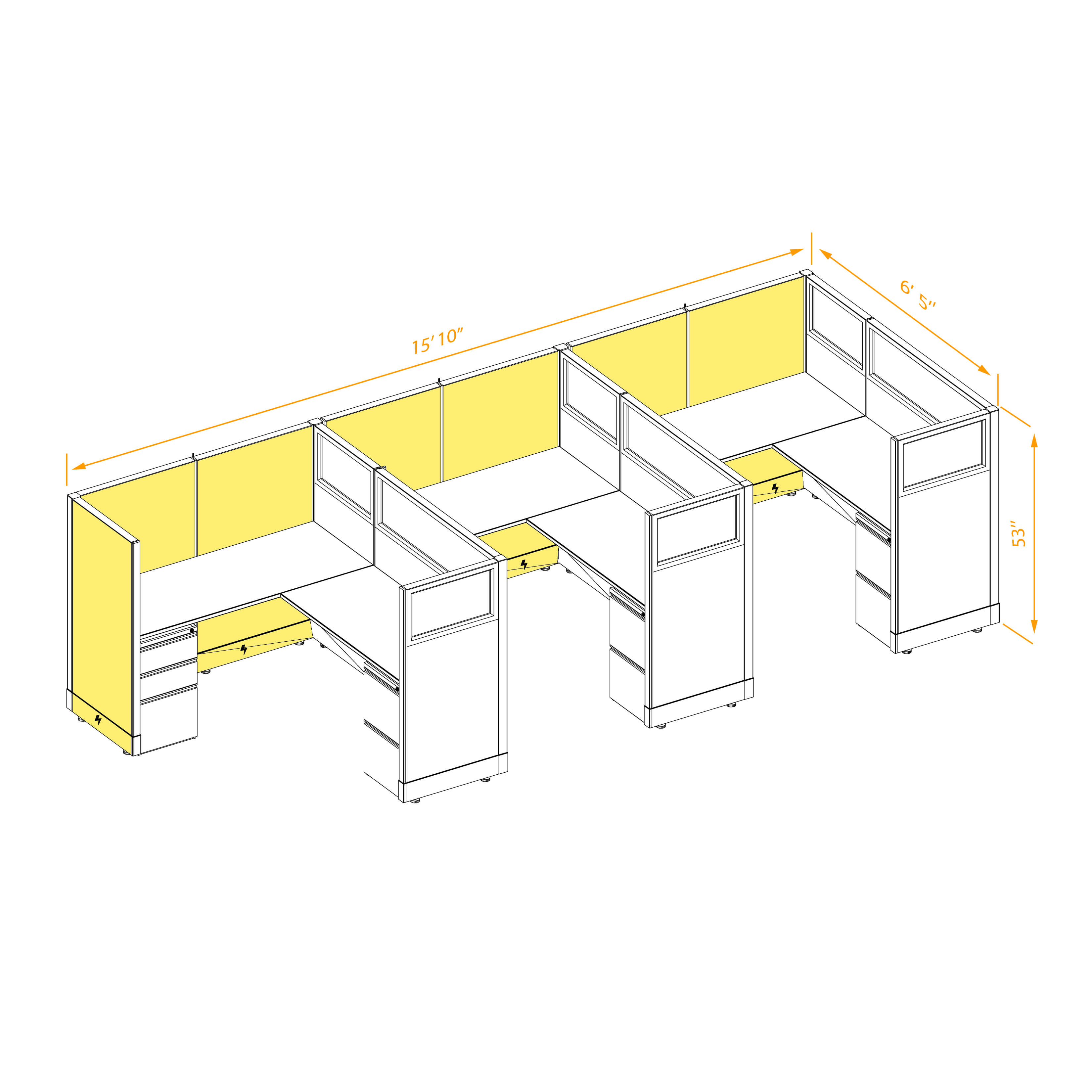Modular furniture 53h with partial glass panels powered CUB 3I 53 P 56 PGL ESP WH PSO2 Modular furniture 53h with partial glass panels powered CUB 3I 53 P 56 PGL ESP WH PSO2