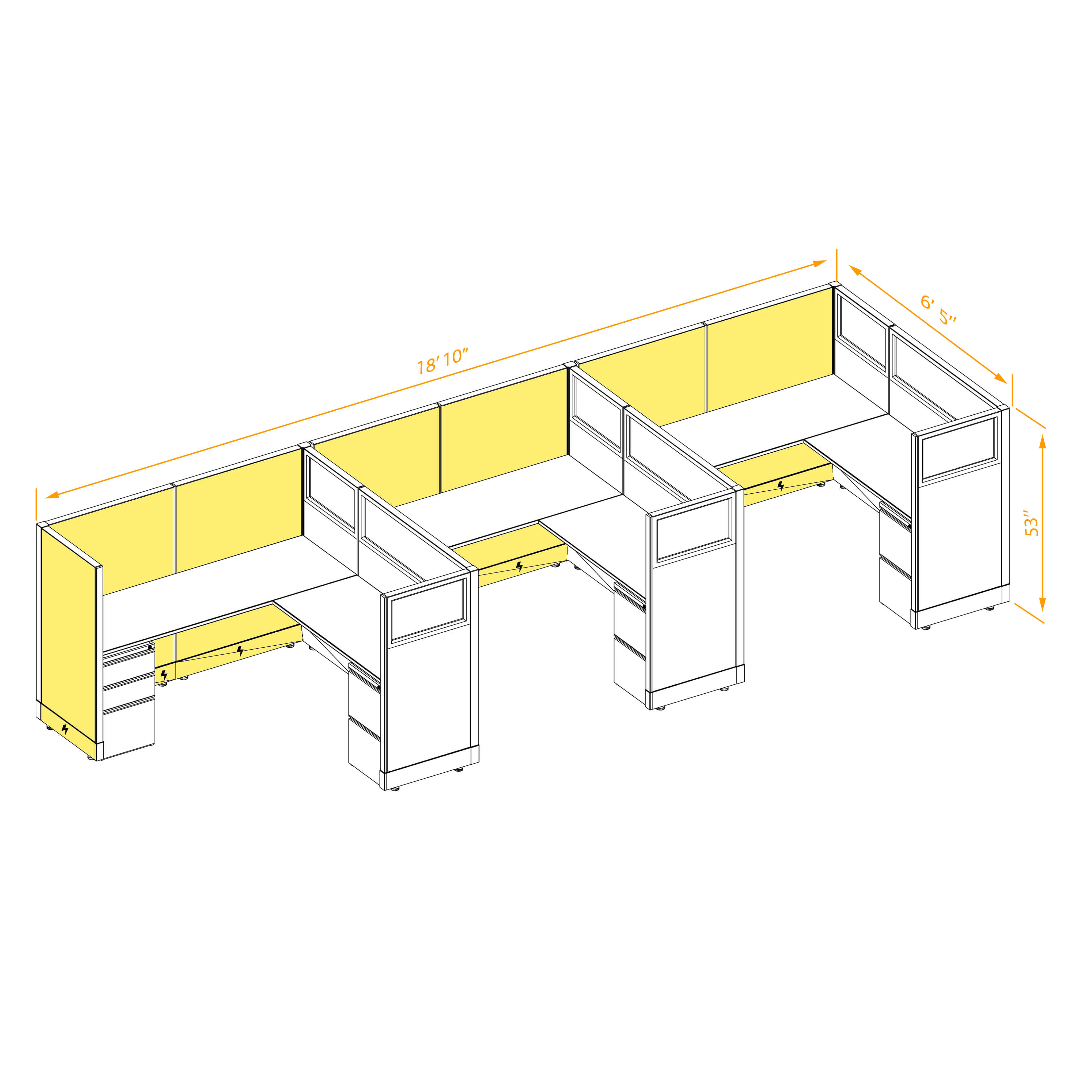 Modular furniture 53h with partial glass panels powered CUB 3I 53 P 66 PGL ESP WH PSO2 Modular furniture 53h with partial glass panels powered CUB 3I 53 P 66 PGL ESP WH PSO2
