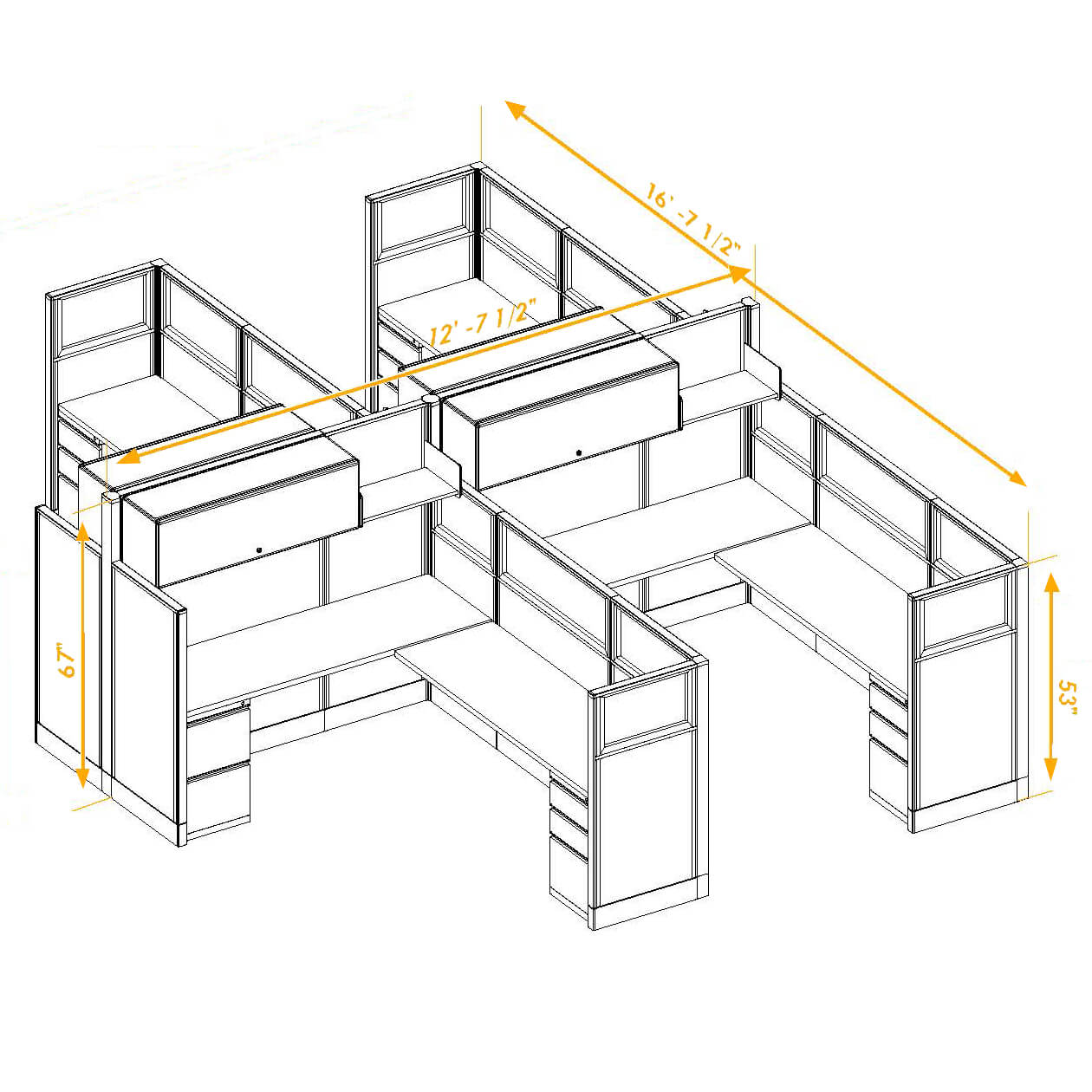 Modular furniture mixed height non powered CUB 4C 53 67 NP 68 PGL ESP WH PSO2 Modular furniture mixed height non powered CUB 4C 53 67 NP 68 PGL ESP WH PSO2