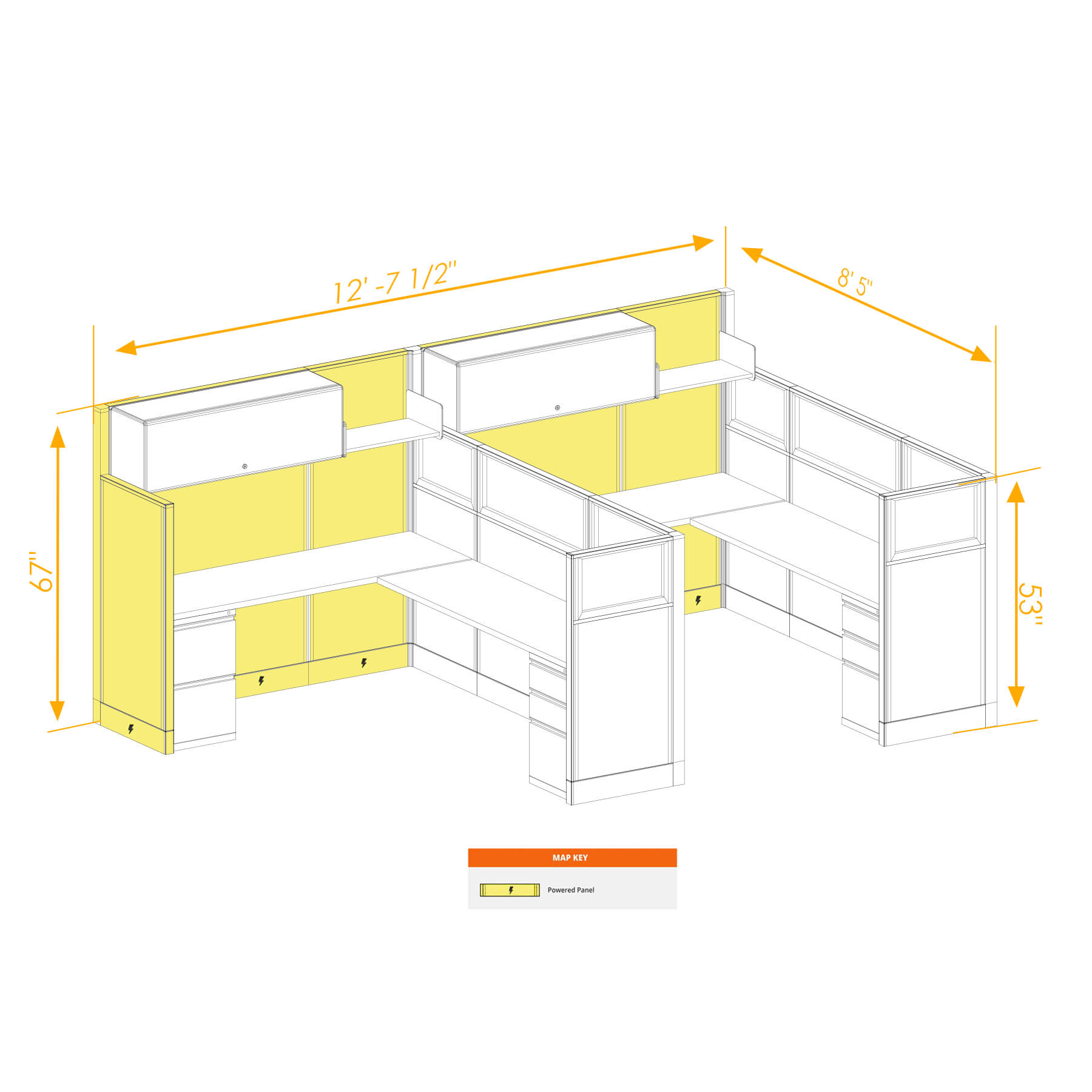 Modular furniture mixed height powered CUB 2I 53 67 P 68 PGL ESP WH PSO2 Modular furniture mixed height powered CUB 2I 53 67 P 68 PGL ESP WH PSO2