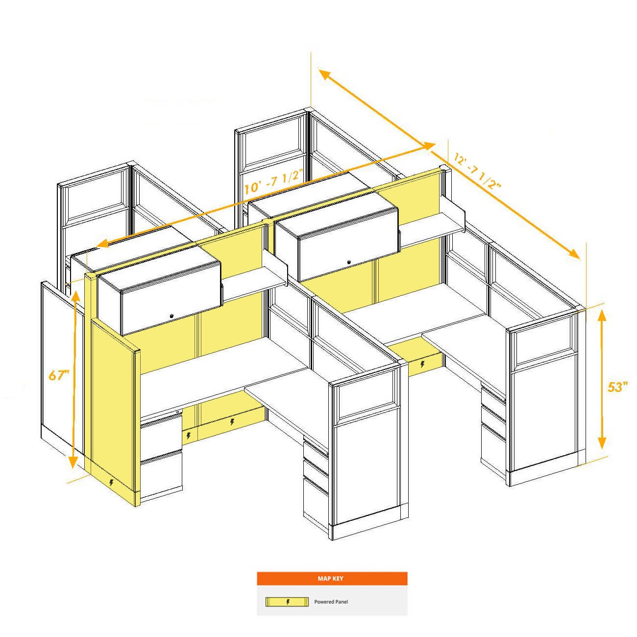 Modular furniture mixed height powered CUB 4C 53 67 P 56 PGL ESP WH PSO2 Modular furniture mixed height powered CUB 4C 53 67 P 56 PGL ESP WH PSO2
