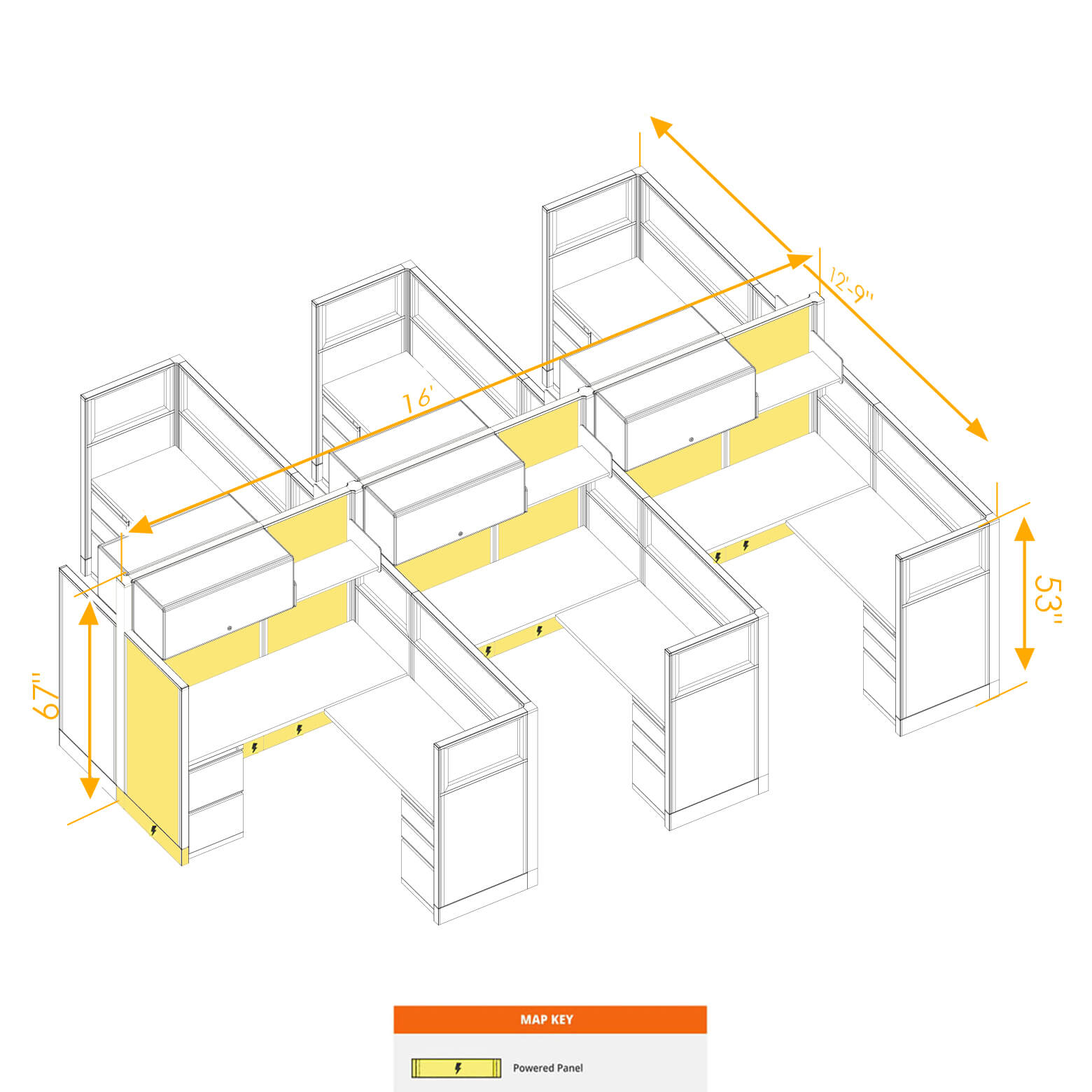 Modular furniture mixed height powered CUB 6C 53 67 P 56 PGL ESP WH PSO2 Modular furniture mixed height powered CUB 6C 53 67 P 56 PGL ESP WH PSO2