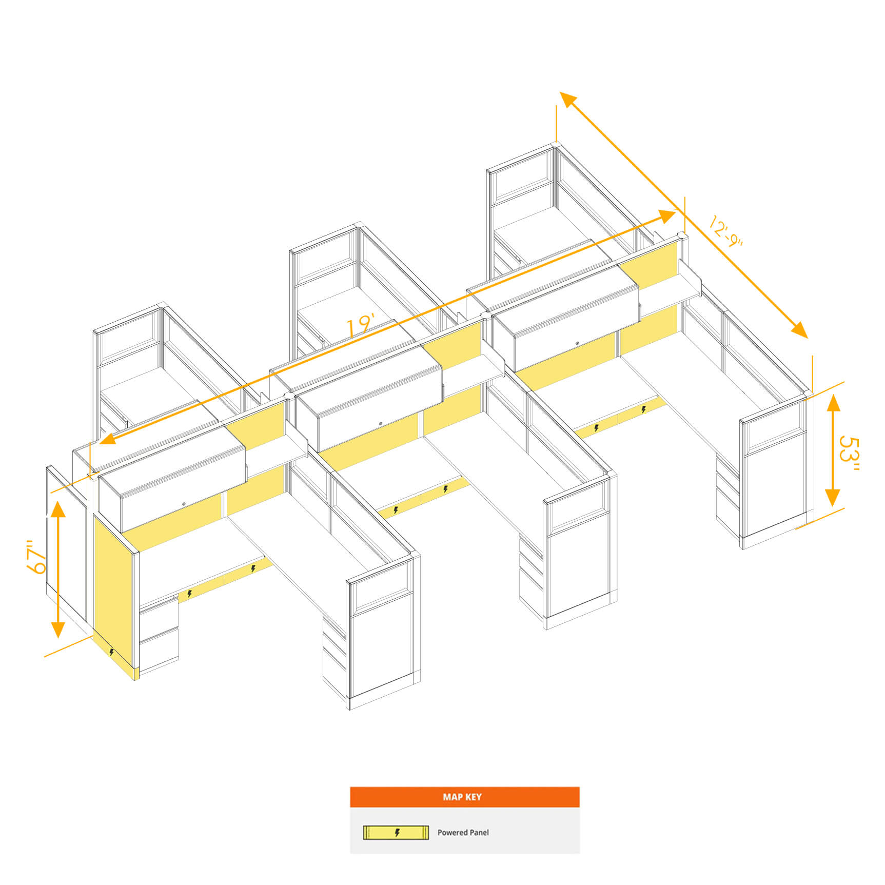 Modular furniture mixed height powered CUB 6C 53 67 P 66 PGL ESP WH PSO2 Modular furniture mixed height powered CUB 6C 53 67 P 66 PGL ESP WH PSO2