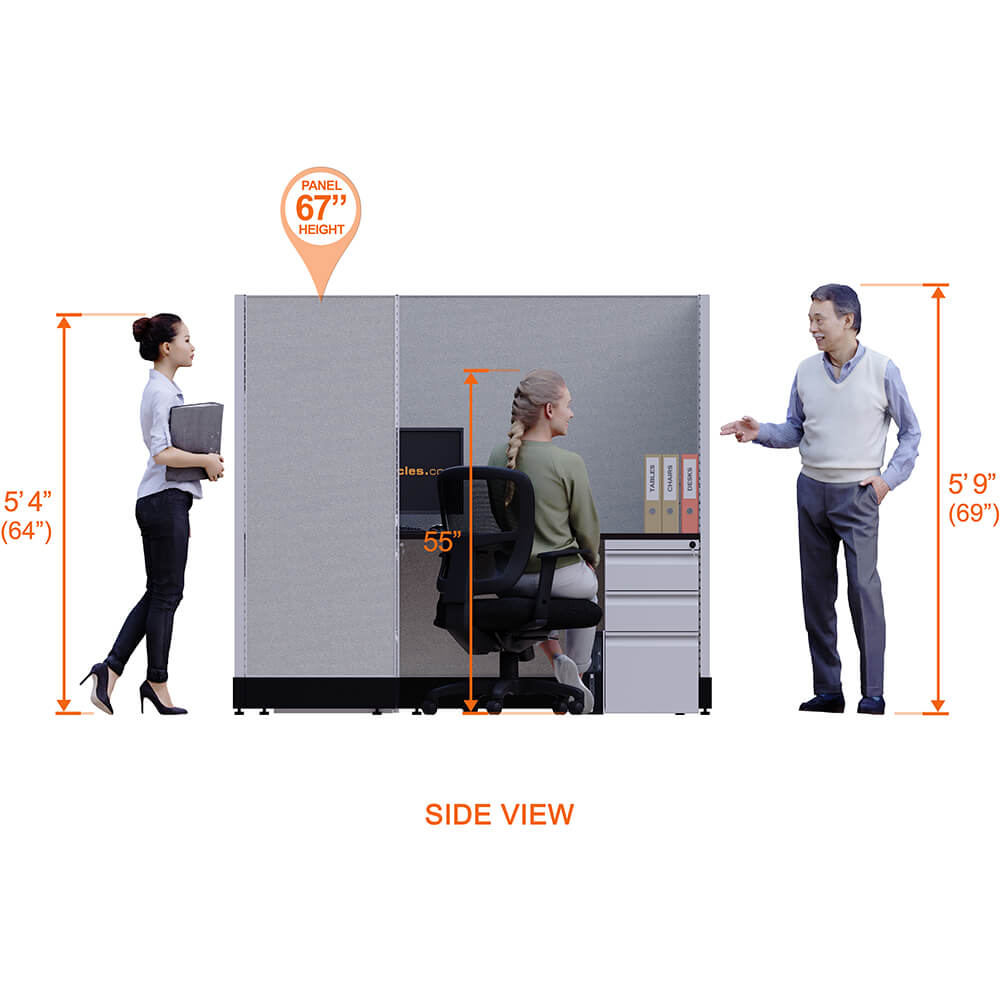 Modular office desk furniture 67h side view height Modular office desk furniture 67h side view height