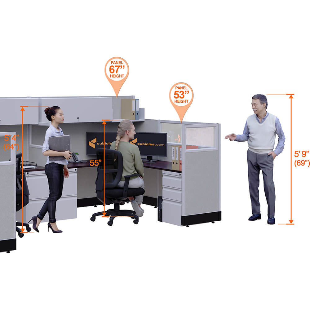 Modular office workstations 53 67h 2pack bullpen perspective heights Modular office workstations 53 67h 2pack bullpen perspective heights