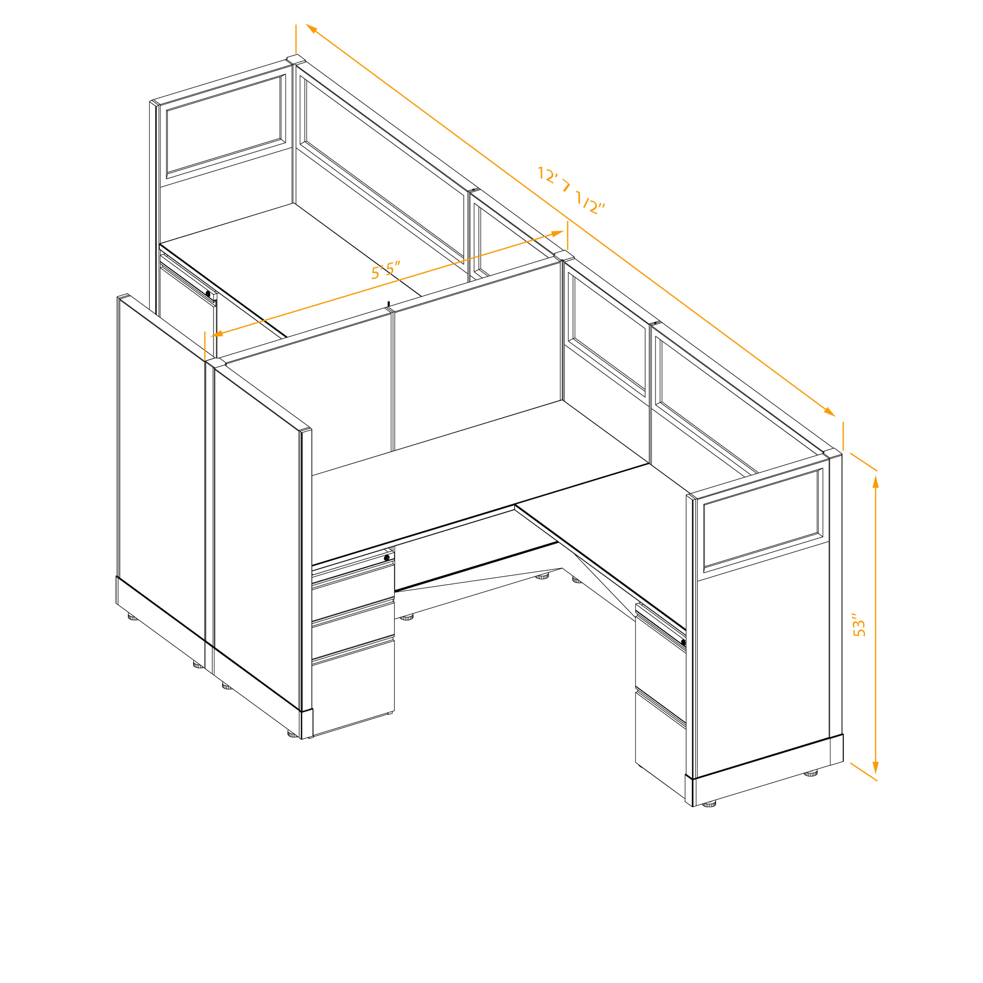 Office workstations 53h with partial glass panels unpowered CUB 2C 53 NP 56 PGL ESP WH PSO2 Office workstations 53h with partial glass panels unpowered CUB 2C 53 NP 56 PGL ESP WH PSO2