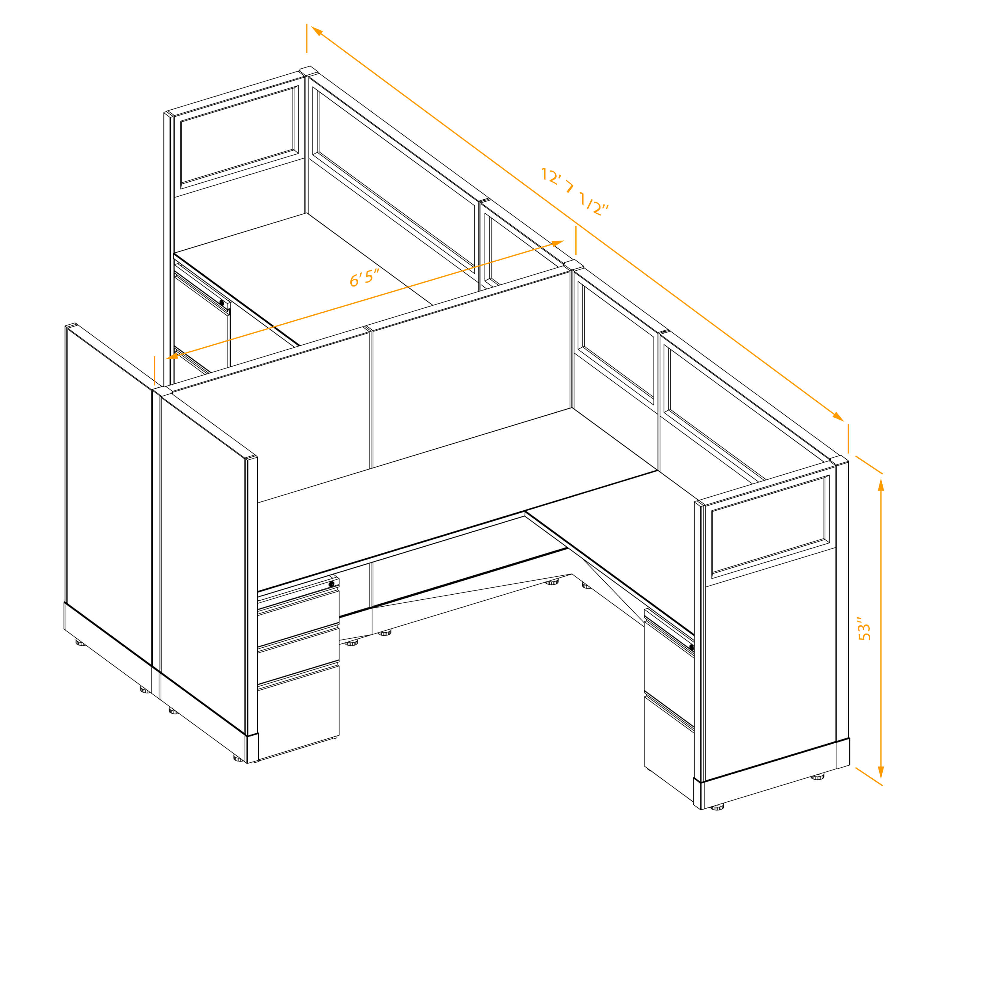 Office workstations 53h with partial glass panels unpowered CUB 2C 53 NP 66 PGL ESP WH PSO2 Office workstations 53h with partial glass panels unpowered CUB 2C 53 NP 66 PGL ESP WH PSO2