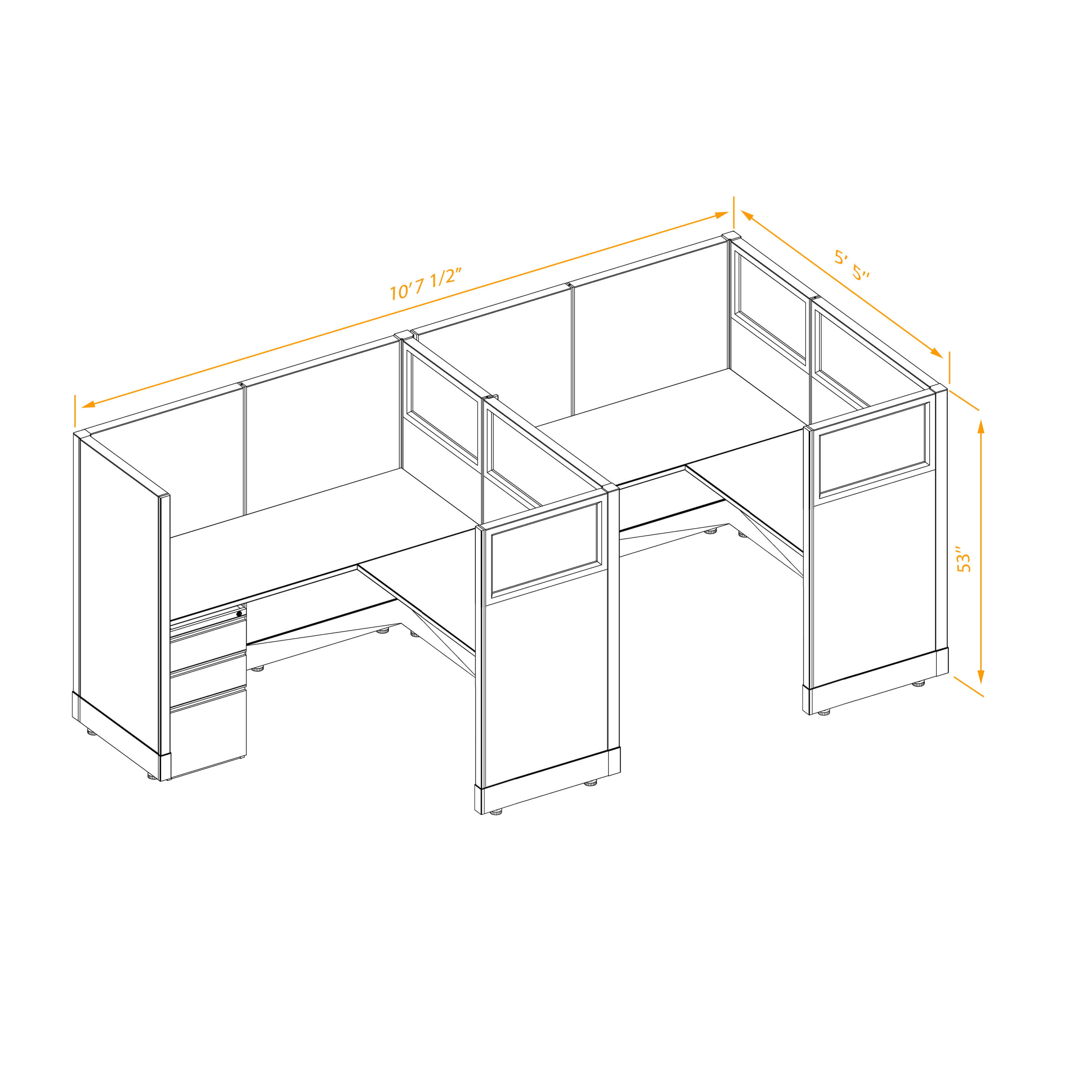 Office workstations 53h with partial glass panels unpowered CUB 2I 53 NP 55 PGL ESP WH PSO2 Office workstations 53h with partial glass panels unpowered CUB 2I 53 NP 55 PGL ESP WH PSO2