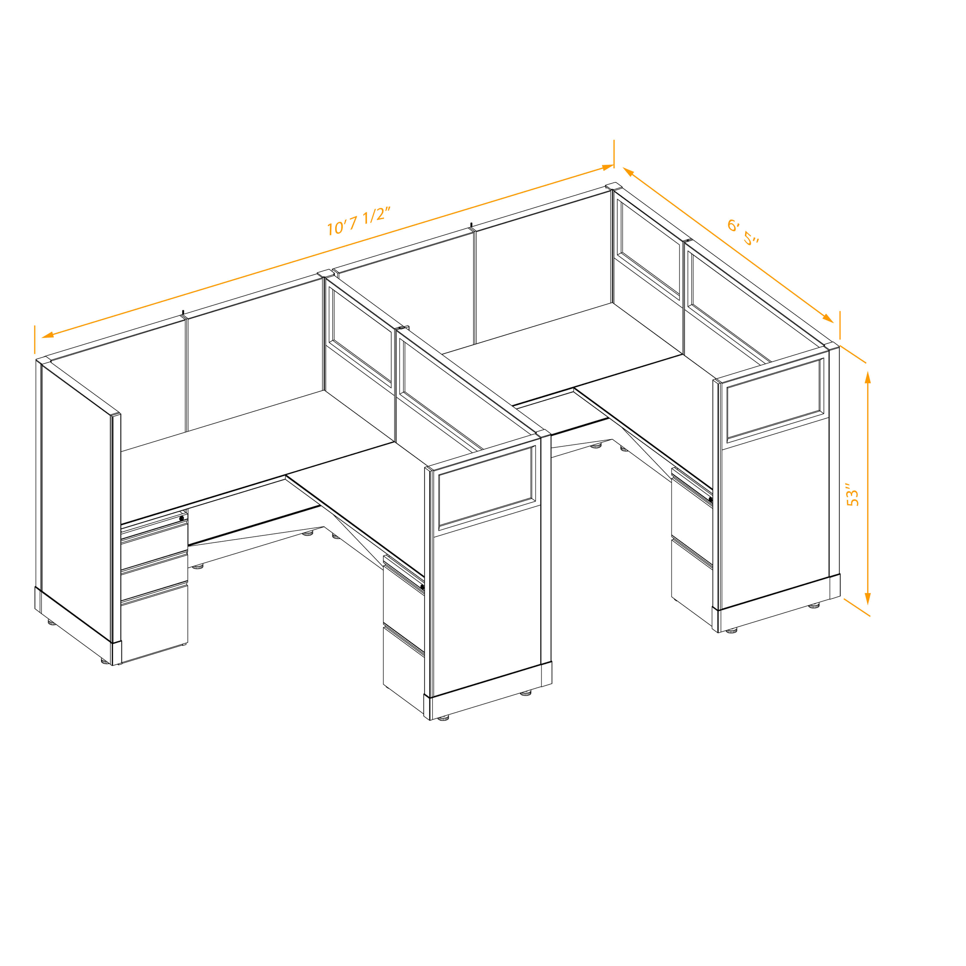 Office workstations 53h with partial glass panels unpowered CUB 2I 53 NP 56 PGL ESP WH PSO2 Office workstations 53h with partial glass panels unpowered CUB 2I 53 NP 56 PGL ESP WH PSO2